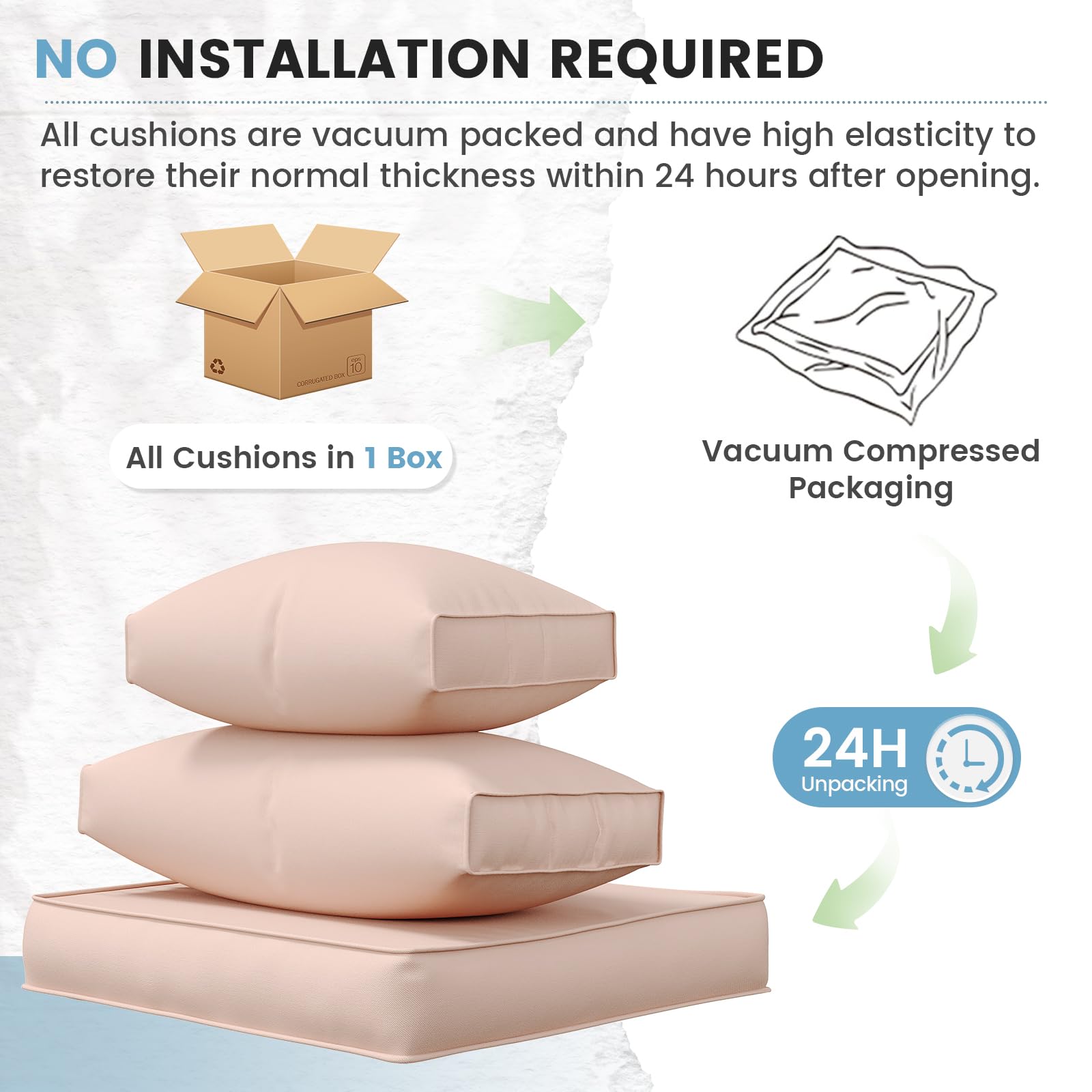 **UDPATIO Water-Resistant Outdoor Replacement Cushions for 6-Seat Sectional Patio Furniture – 14-Piece Beige Couch Cushions – Perfect for Backyard, Poolside & Garden Relaxation**