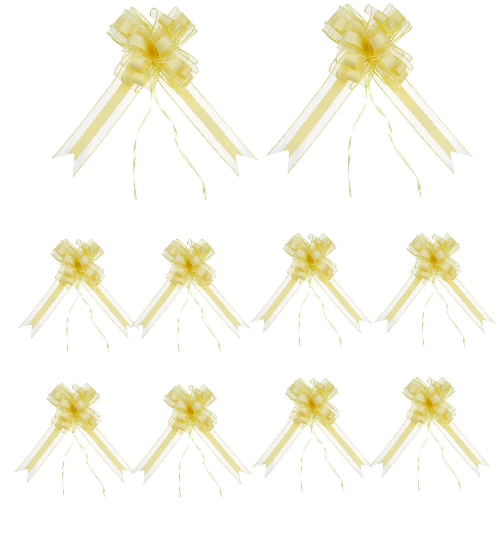 10pcs Large Yellow Gift Bows & Ribbons for Present Wrapping - Premium Pull Bows for Gift Baskets, Flower Arrangements & Package Decorations - Perfect for Christmas, Birthday & Wedding Gifts