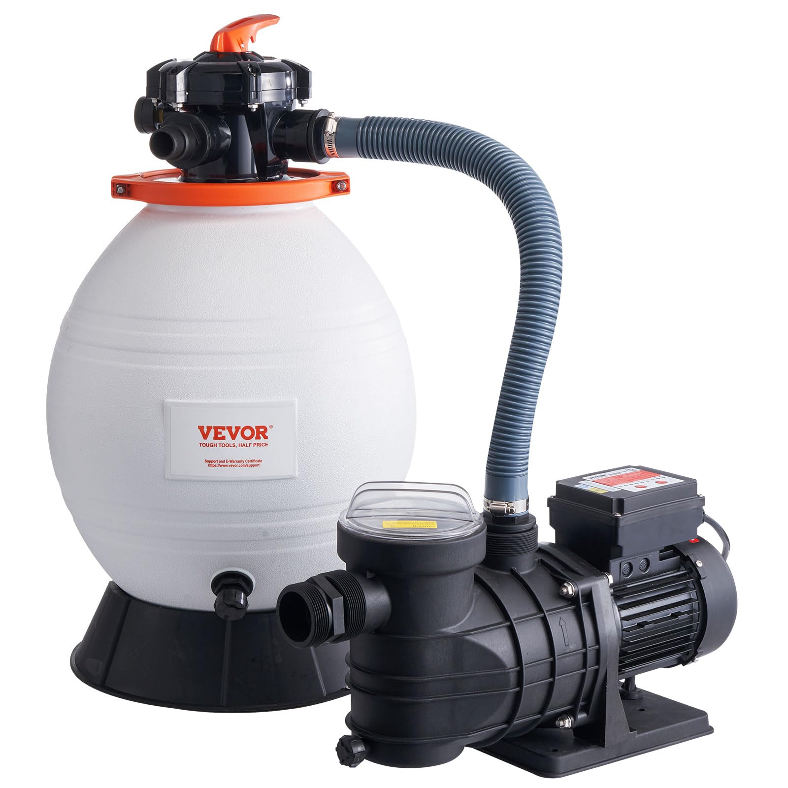 VEVOR 16-inch Sand Filter Pump System for Above Ground Pools - 3500 GPH, 1 HP with Digital Timer & 6-Way Valve | Easy Install Pool Pump & Filter Combo | Perfect for Backyard Swimming Pools, Inflatable Pools & Water Filtration Systems