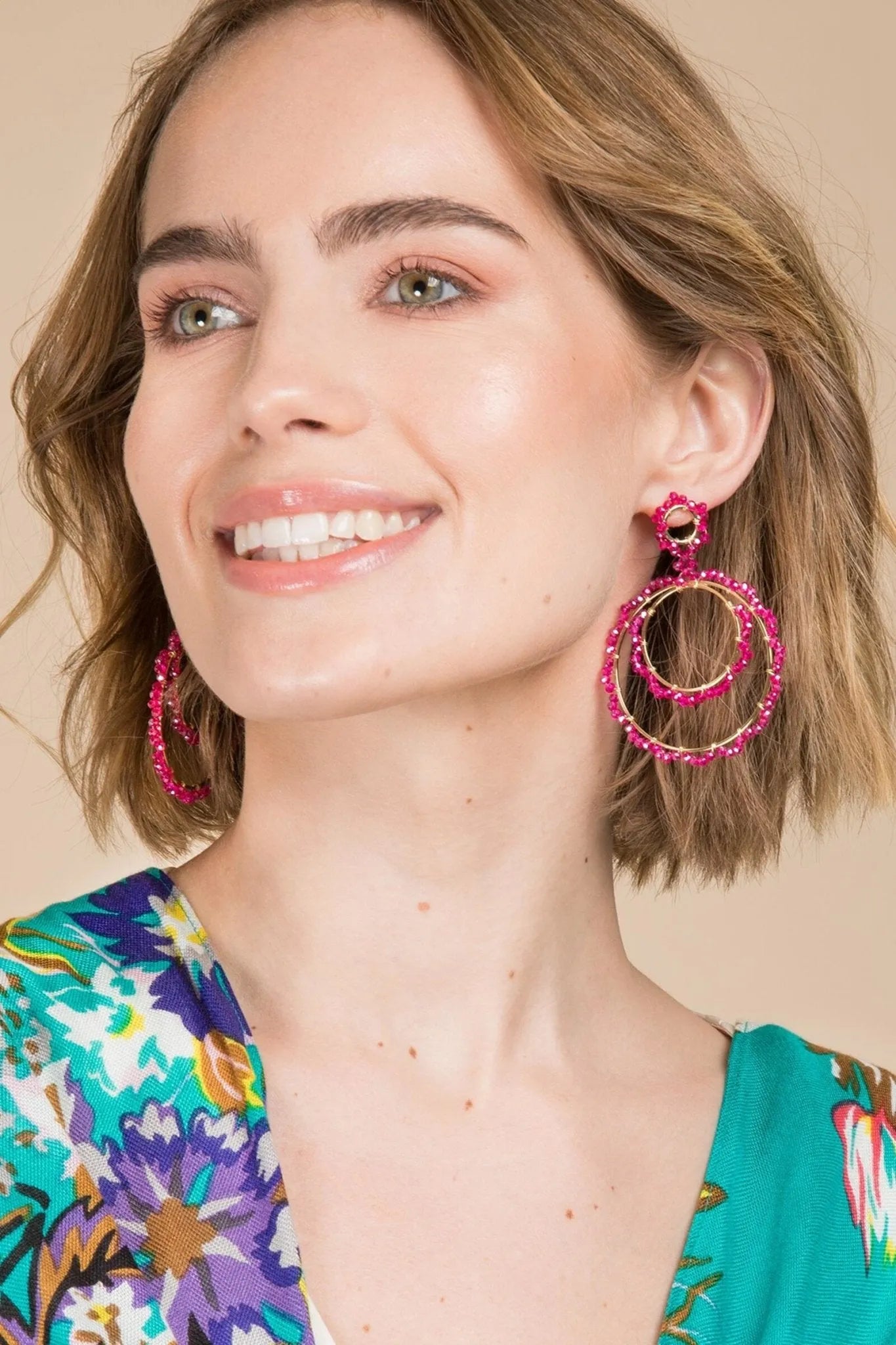 Paradise Hoop Earrings for Women - 14K Gold Plated Trendy Dangle Drop Earrings - Perfect for Parties, Weddings & Everyday Wear