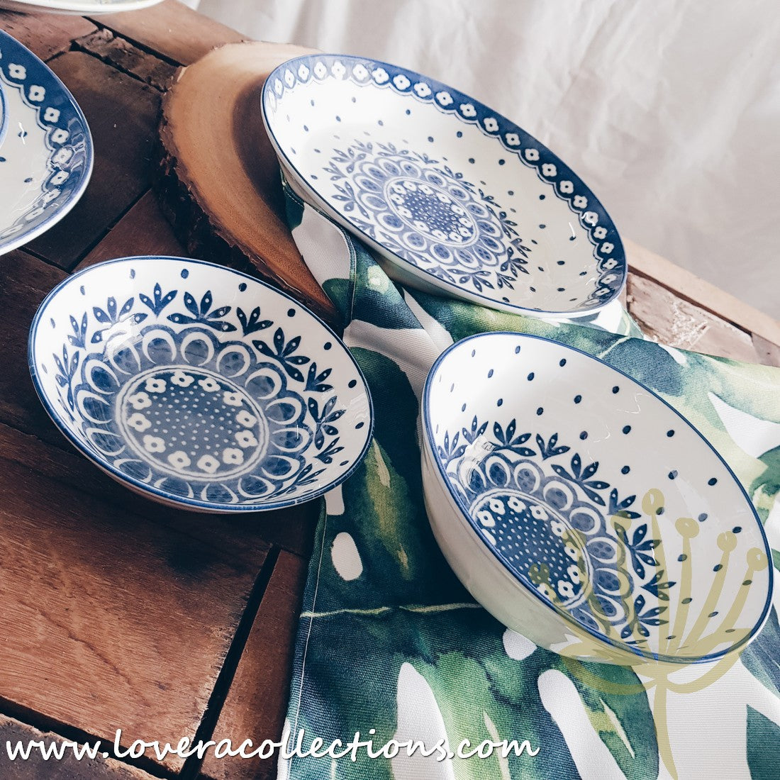 Awasaka Japan Blue and White Polka Dot Dessert Plates Set - 3 Piece Ceramic Bowls for Desserts, Snacks, Condiments | Elegant Tea Party, Japanese Dining, Home Decor