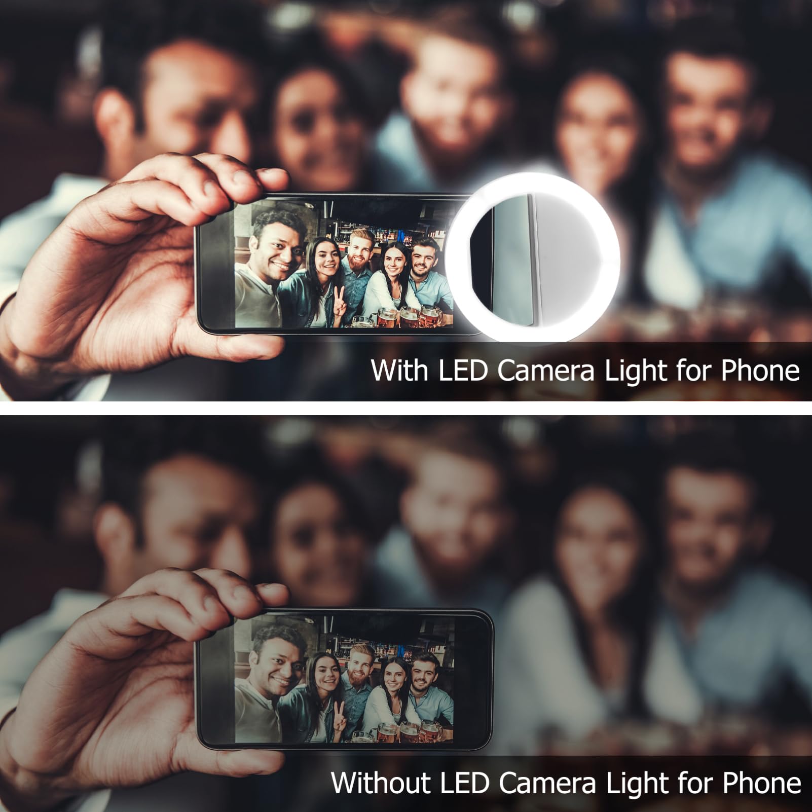 Veemoon Clip-On Phone Light - LED Selfie Ring Light with Phone Holder, No Battery Needed - Perfect for YouTube, TikTok & Instagram Videos, Live Streaming & Night Photography