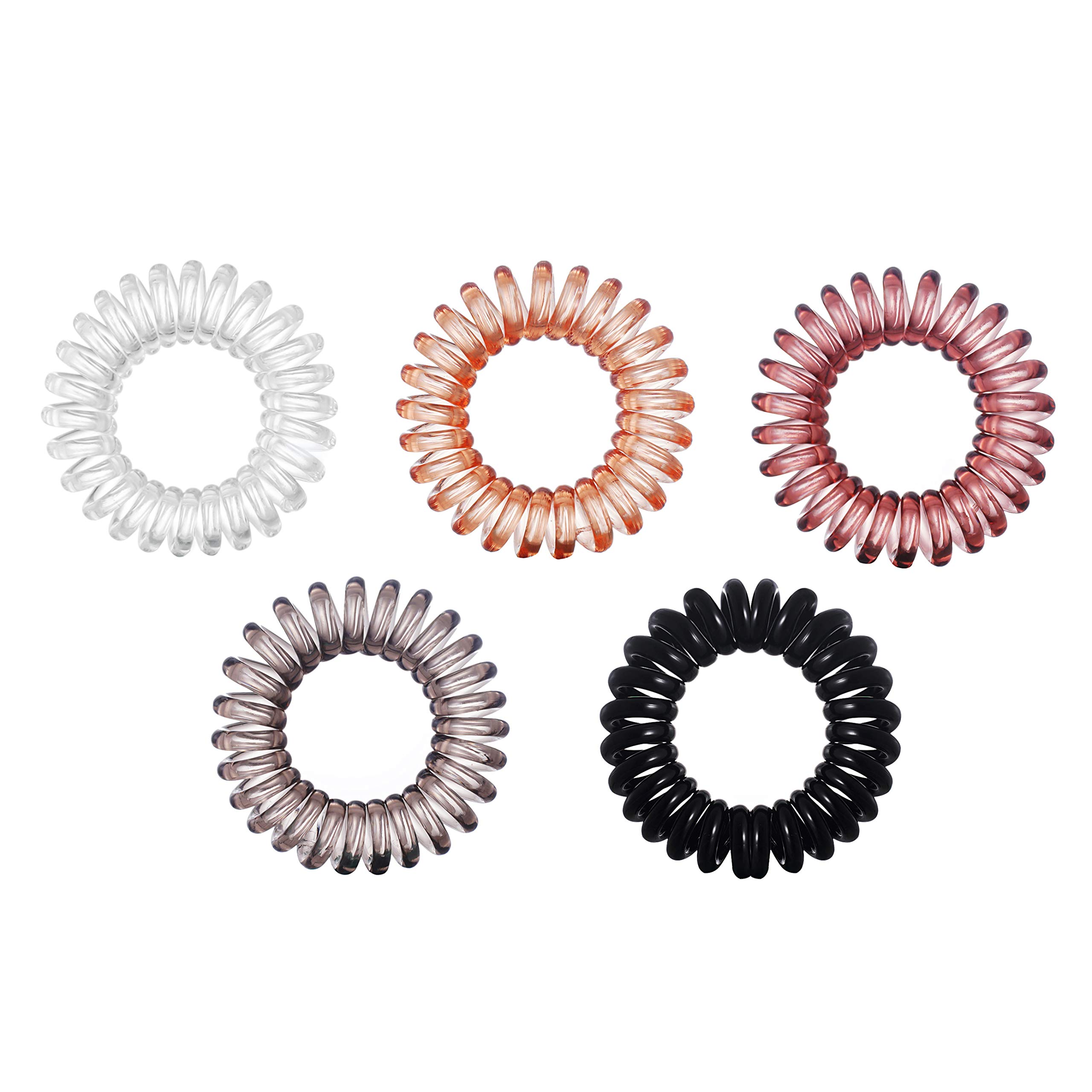 Spiral Hair Ties No Crease - 9 Pack Coil Hair Ties for Thick Hair, Ponytail Holders for Women & Girls (Adults & Kids) - Soft Elastic Phone Cord Hair Accessories for School, Work, Gym & Everyday Use