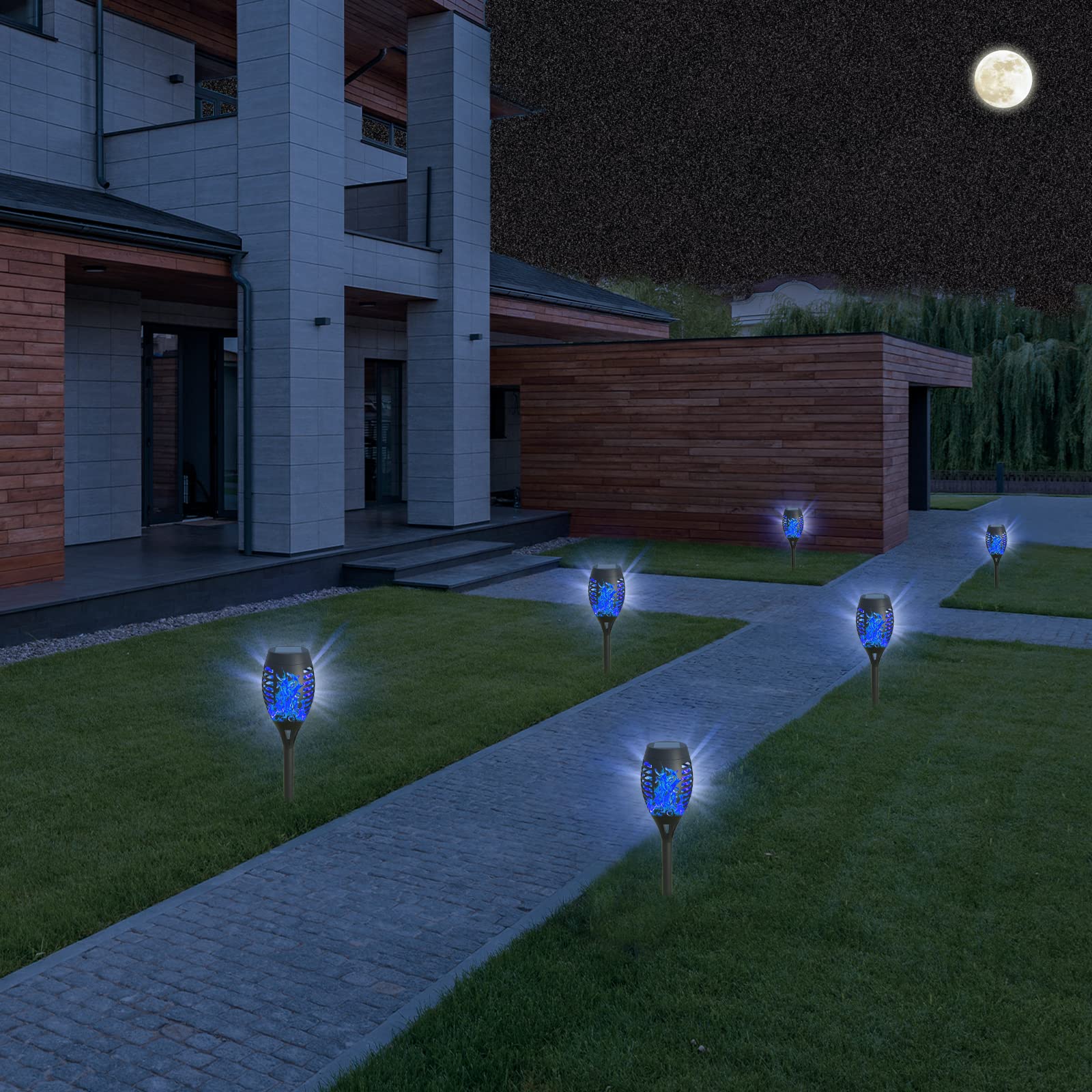 24 Pack Solar Torch Lights with Flickering Flame - Upgraded Waterproof Outdoor Solar Lights for Yard, Garden, Patio - Auto On/Off from Dusk to Dawn - Perfect for Landscape Decoration, Pathway Lighting & Backyard Parties