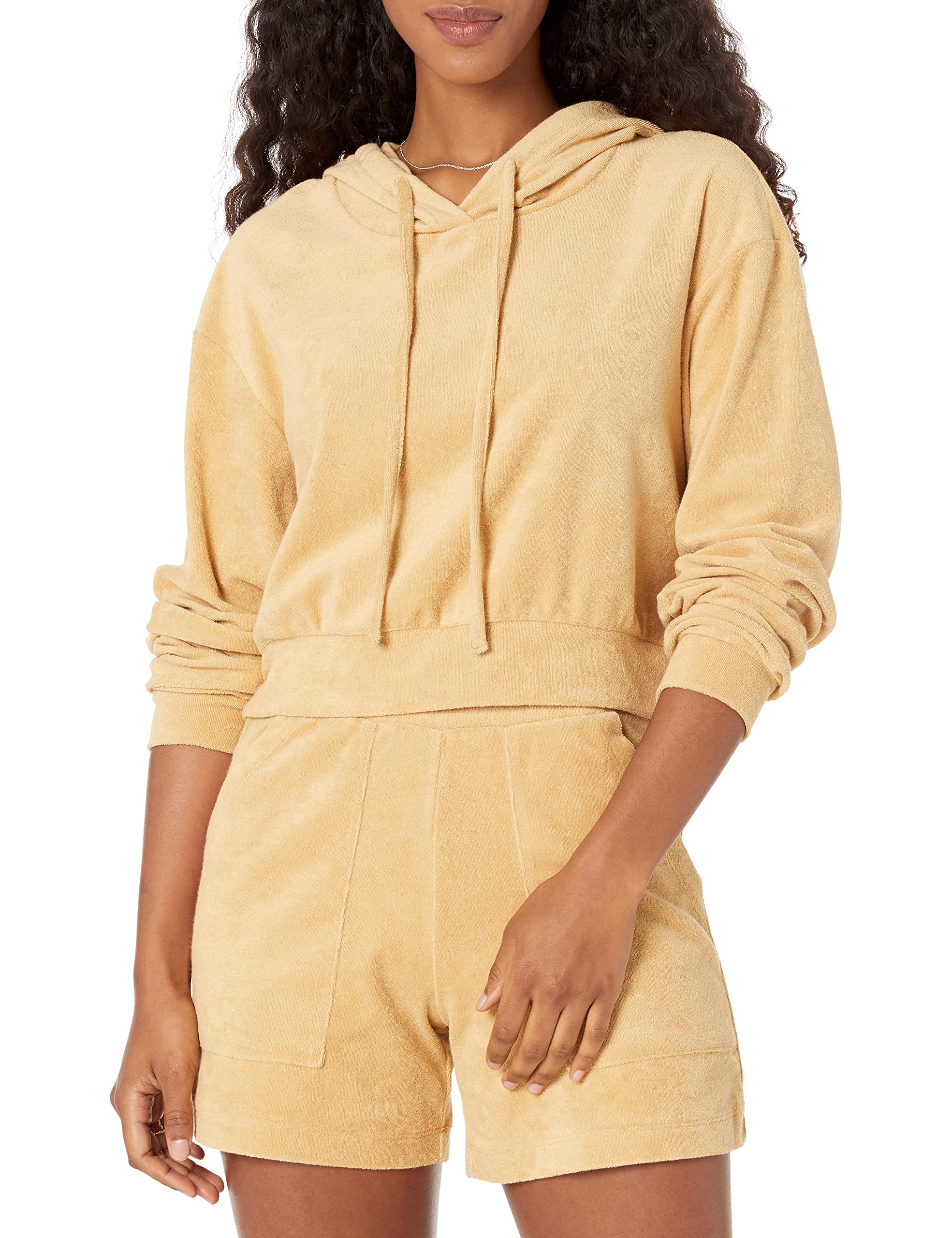 The Drop Women's Georgia Cropped Terry Hoodie - Soft & Cozy Pullover Sweatshirt for Lounge, Travel & Casual Wear