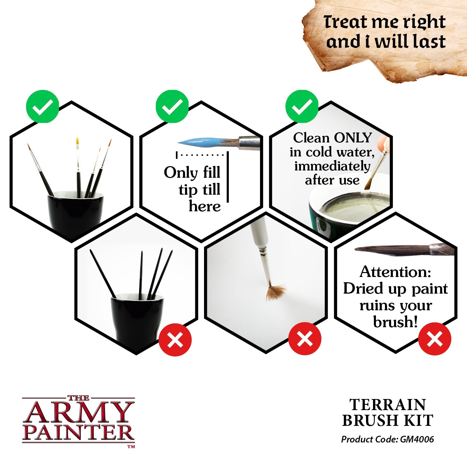 GameMaster Terrain Brush Kit - Premium Miniature Painting Brushes for Wargaming & Tabletop RPG Scenes - Perfect for Warhammer, D&D, and Model Painting