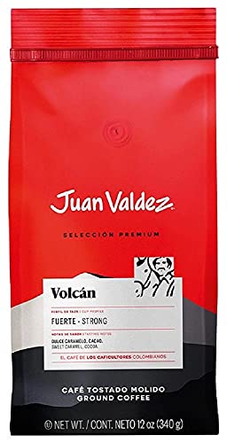 Juan Valdez Volcan Premium Ground Coffee, 12 oz - 100% Colombian Arabica Beans for Rich Flavor | Perfect for Home Brewing, Office Use & Gift Giving