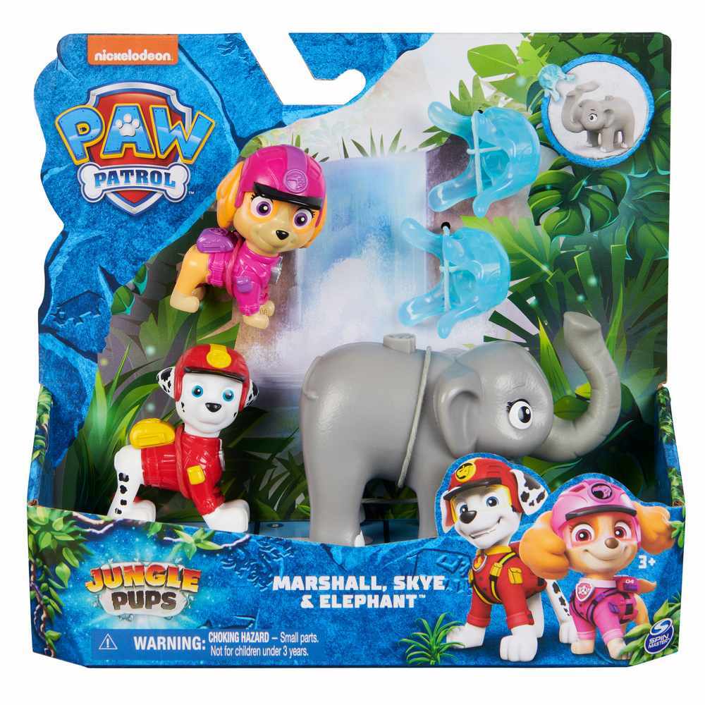 PAW PATROL Jungle Hero Pups Figure Set - Marshall, Skye & Elephant | Adventure Play Toy for Kids | Perfect for Birthday Gifts & Role-Playing Fun