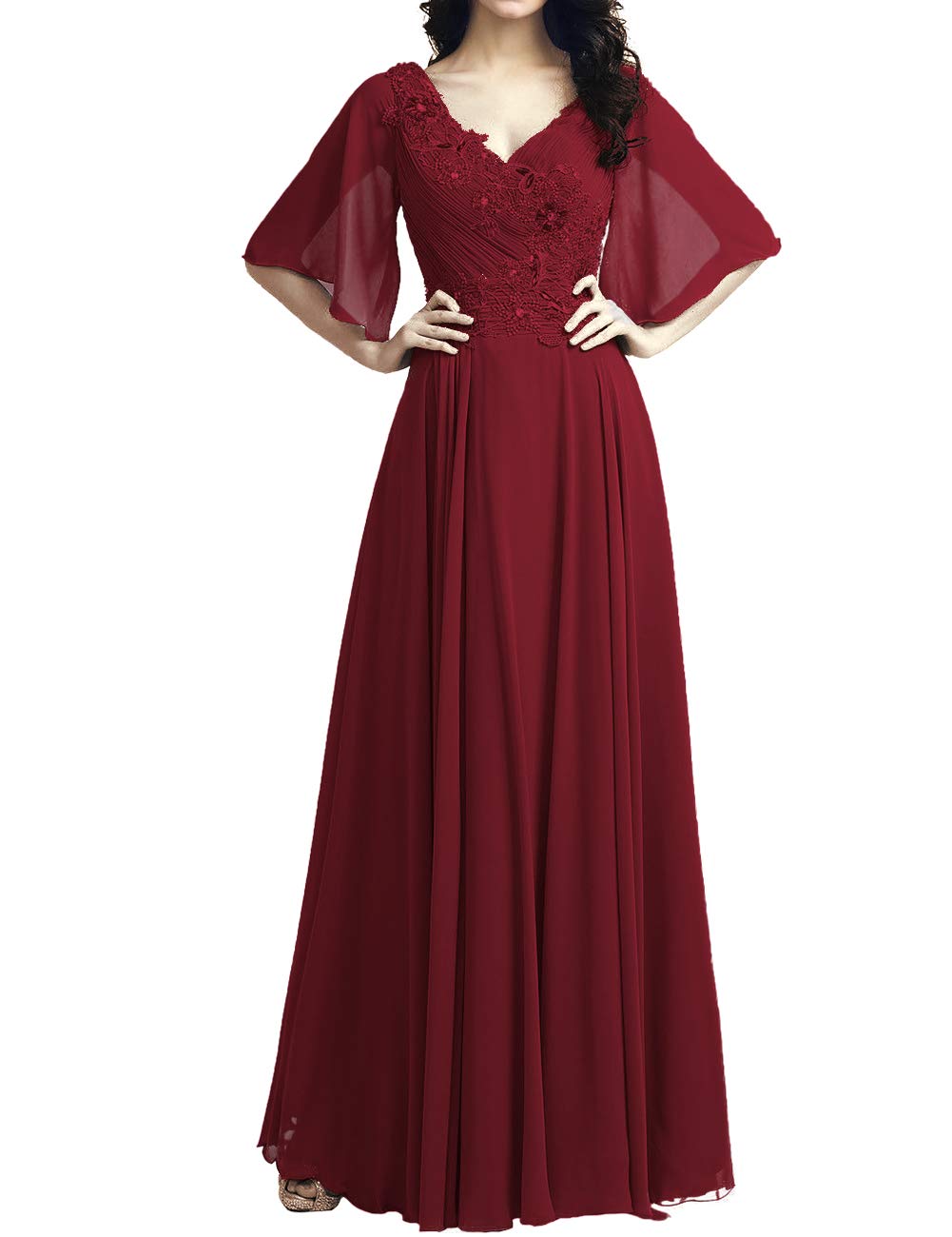 Elegant Mother of The Bride Dresses - Long Chiffon Gown with Lace Appliques for Wedding & Formal Evening Wear | Perfect for Wedding Ceremonies, Receptions & Special Occasions