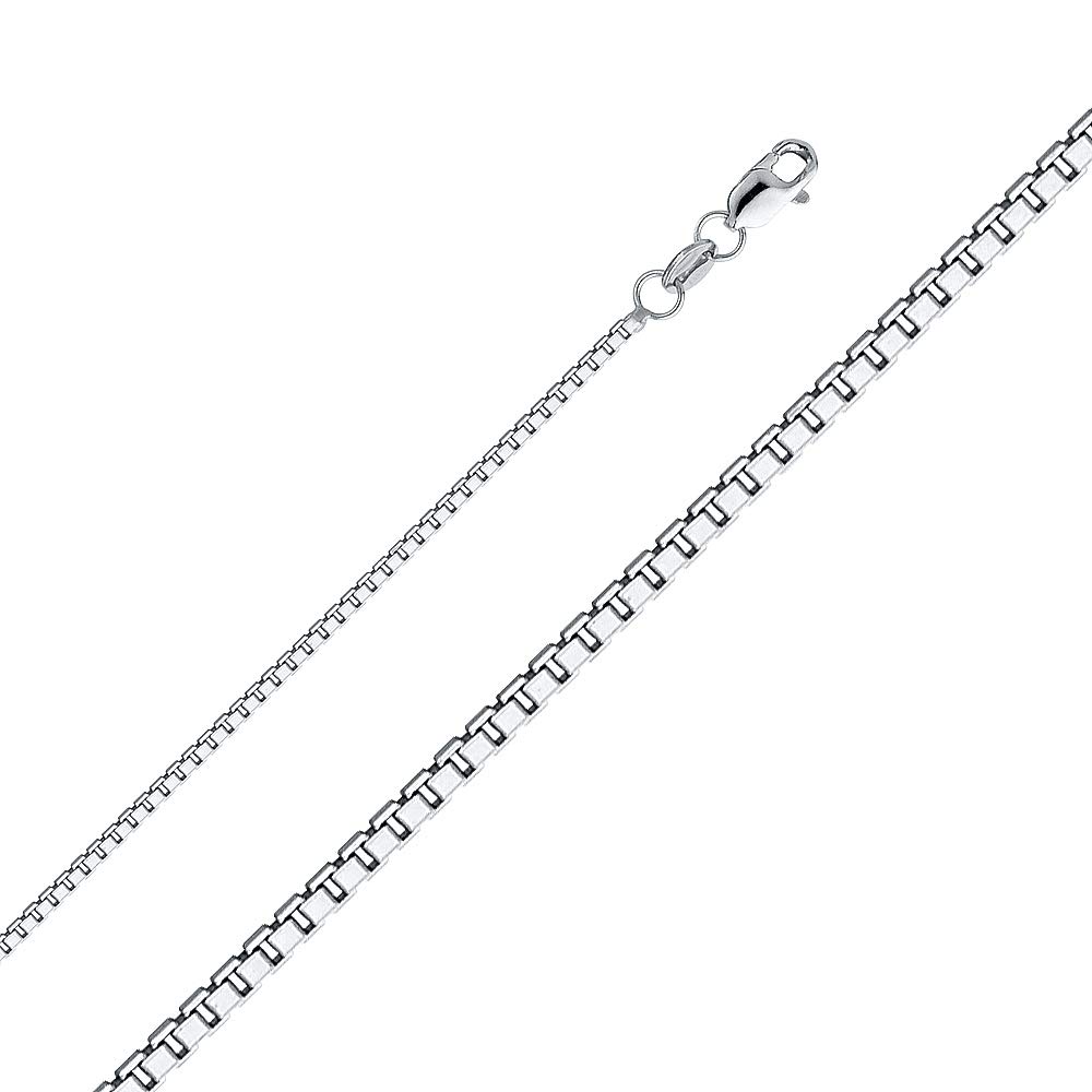 14K White Gold Box Chain Necklace 1.2mm Thin Dainty Jewelry for Women - 16 18 20 22 24 Inch Length Options - Perfect for Gifts, Everyday Wear & Special Occasions