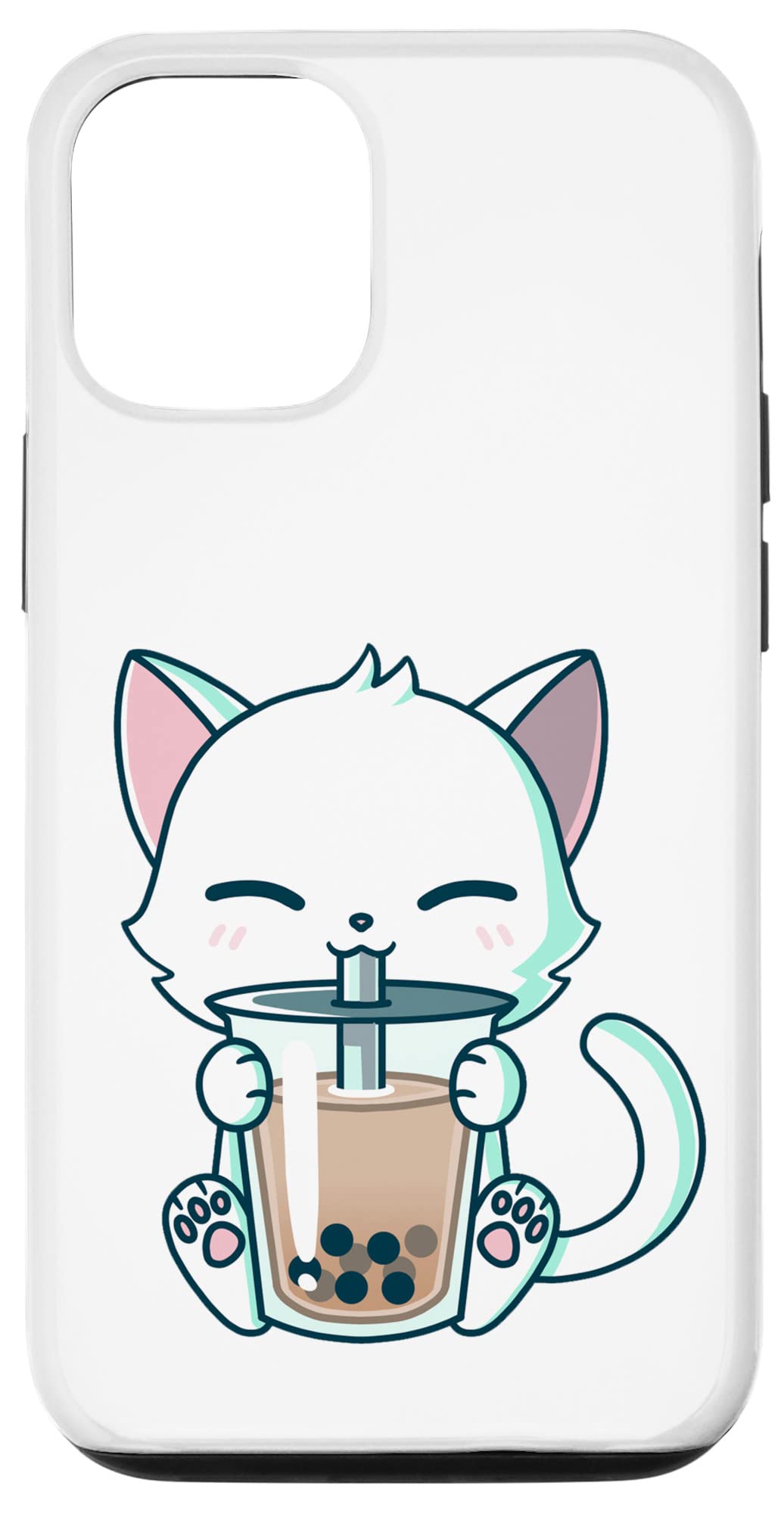 iPhone 12/12 Pro Case - Cute Boba Cat Drinking Bubble Tea Kawaii Japanese Kitty Design | Perfect Gift for Anime & Cat Lovers | Protective Phone Cover for Daily Use & Travel