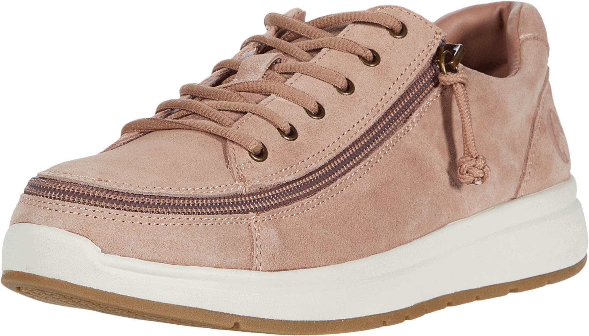 BILLY Footwear Women's Comfort Suede Lo Sneakers - Lightweight Lace-Up with Zip Around Closure | Casual Walking Shoes for Everyday Wear & Fashion Outfits