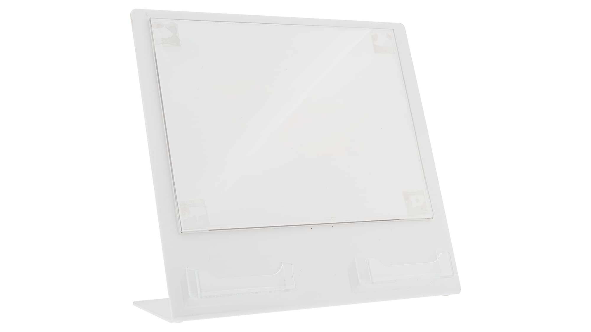 6 Pack White Slant Back Business Card & Sign Holder - 2 Pockets (3.5