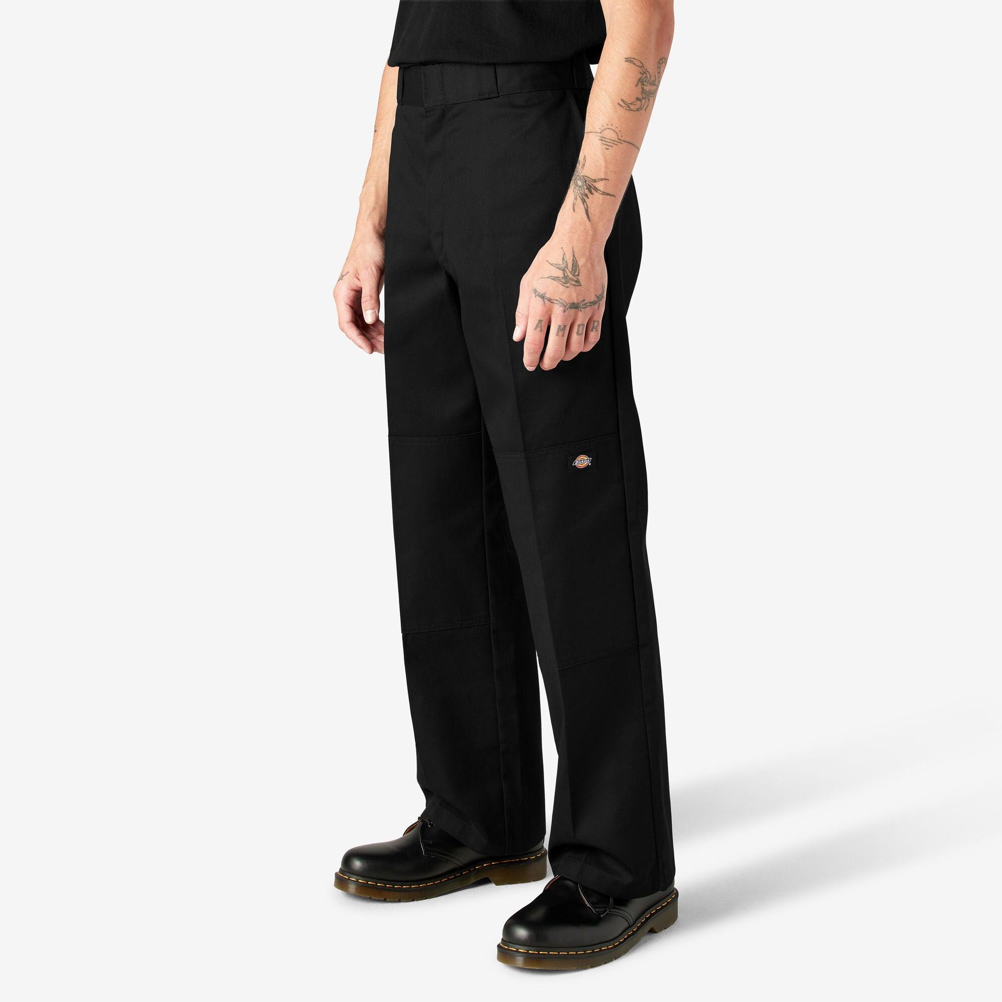 Loose Fit Double Knee Work Pants for Men - Durable Black Cargo Pants for Construction, Landscaping & Outdoor Work