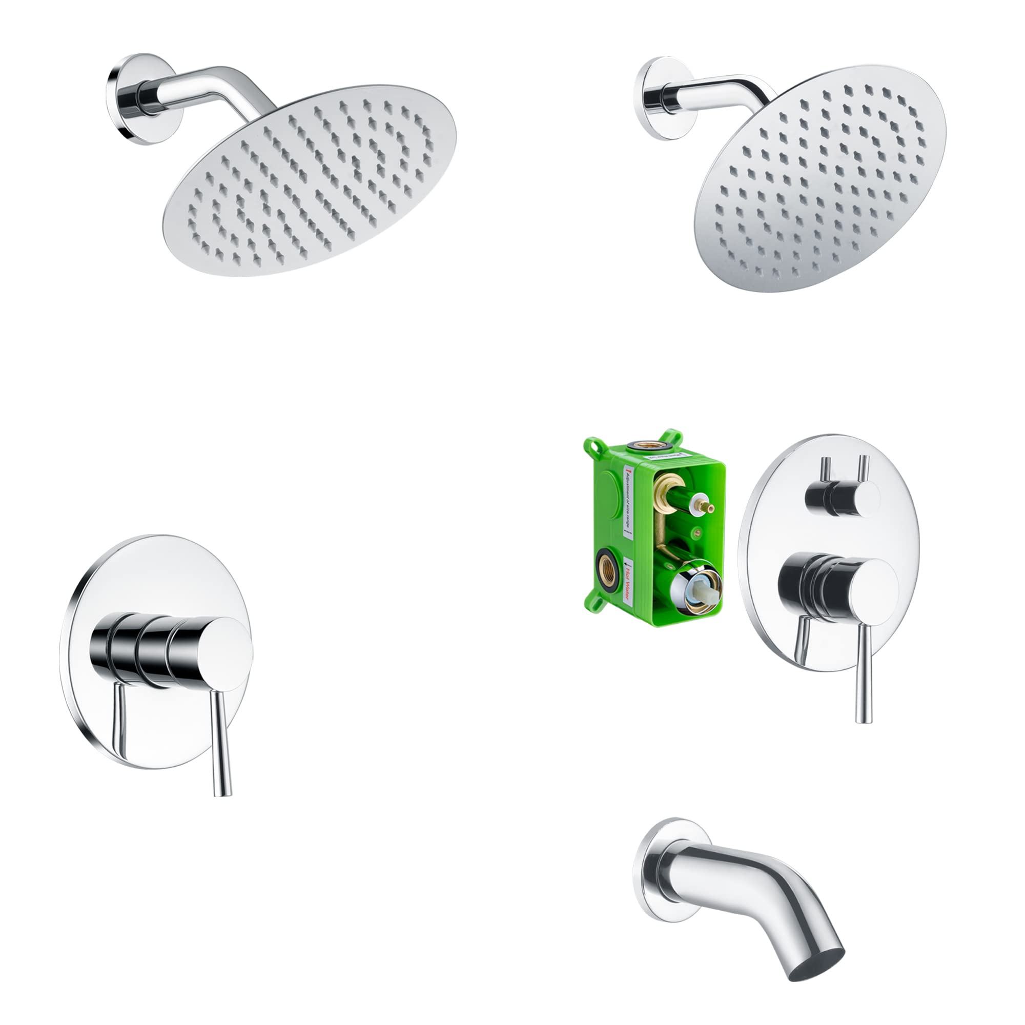 Premium Shower Faucet S3221CI & Tub Shower Faucet S3230CI Set - Bathroom Fixture Bundle for Modern Home Renovation - Perfect for Master Bath, Guest Bath & Spa-Like Shower Experience