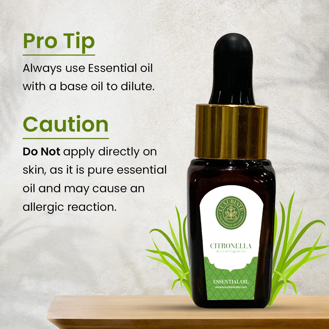 100% Pure Natural Citronella Essential Oil for Hair Growth, Skin Care & Acne Treatment | Aromatherapy Diffuser Oil for Home Fragrance (10ml) - Perfect for Relaxation, Spa Days & Natural Insect Repellent