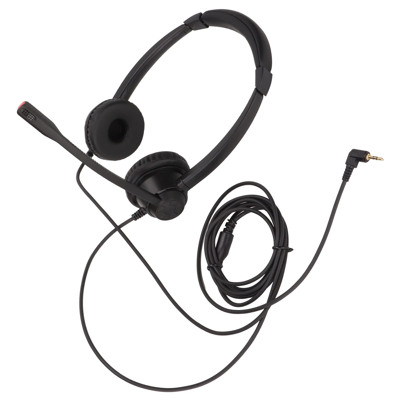 2.5mm Noise Canceling Office Headset with Microphone - Compatible with AT&T, Vtech, Uniden, Grandstream & Polycom Cordless Phones - Perfect for Call Centers, Customer Service & Remote Work