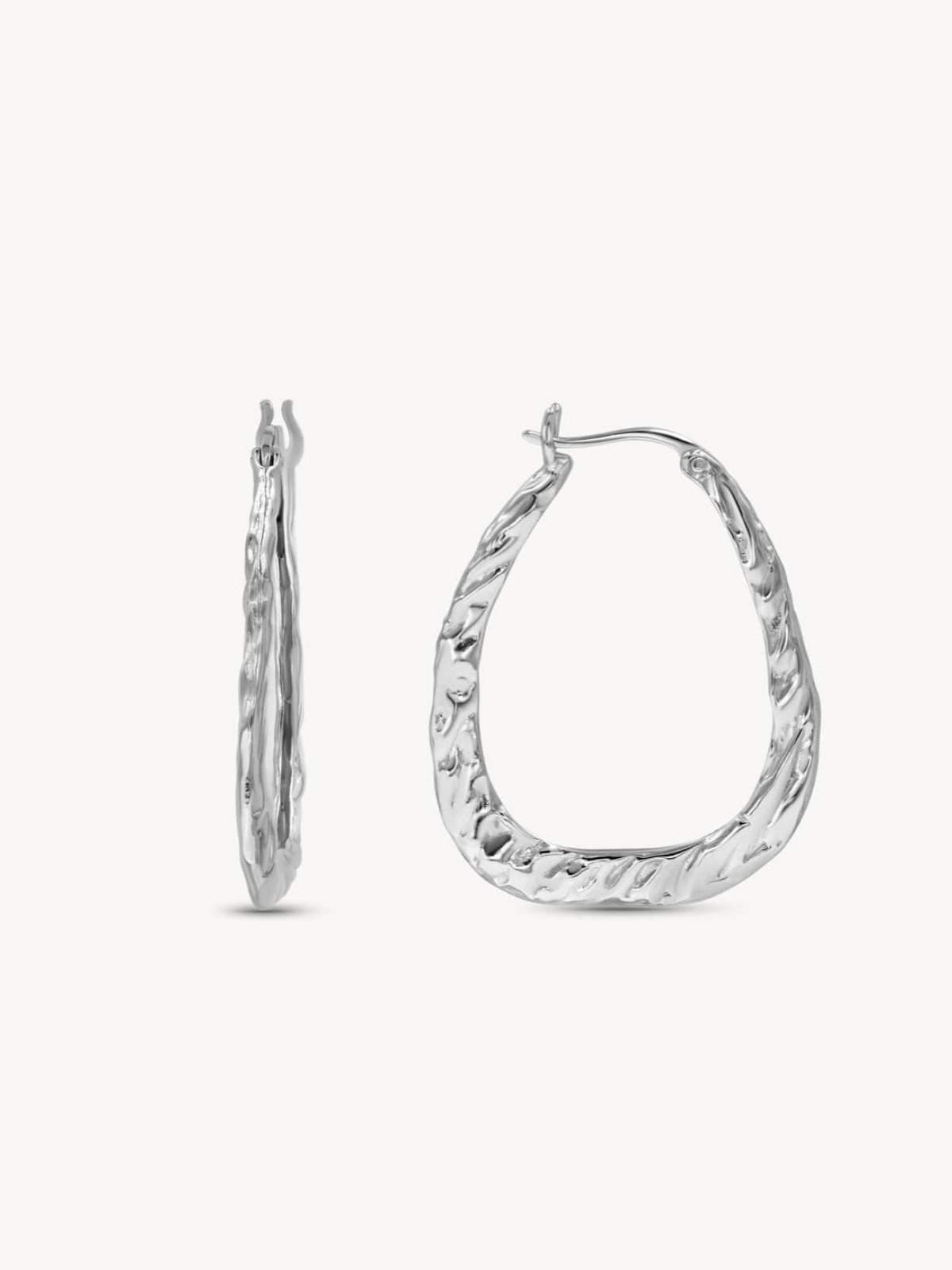 14K White Gold Organic Twist Hoop Earrings for Women - Elegant & Hypoallergenic Jewelry for Everyday Wear & Special Occasions