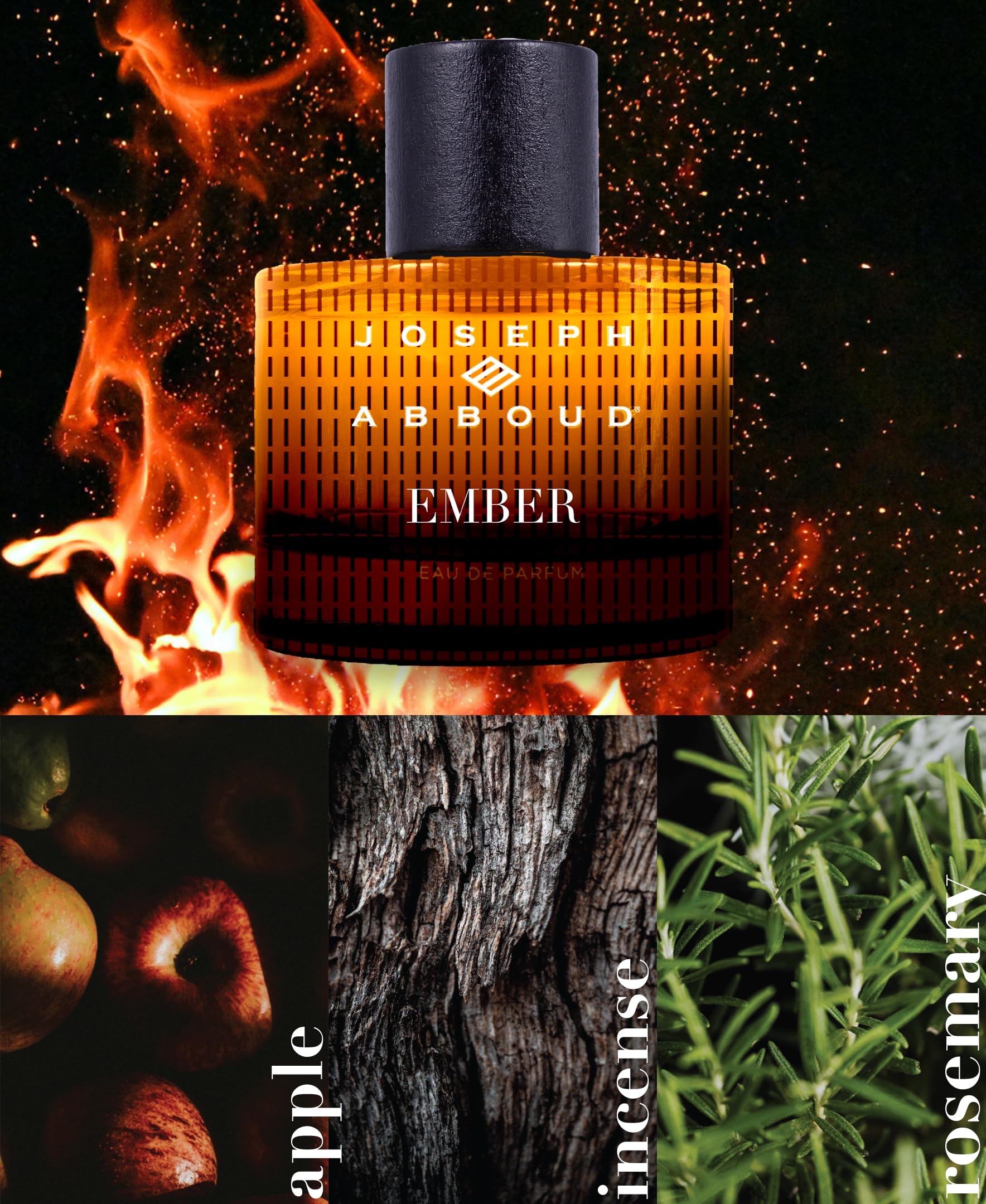 Joseph Abboud Ember Eau de Parfum Gift Set for Men - 3.4 oz Cologne Trio with Travel Spray | Perfect for Date Nights, Business Meetings & Special Occasions