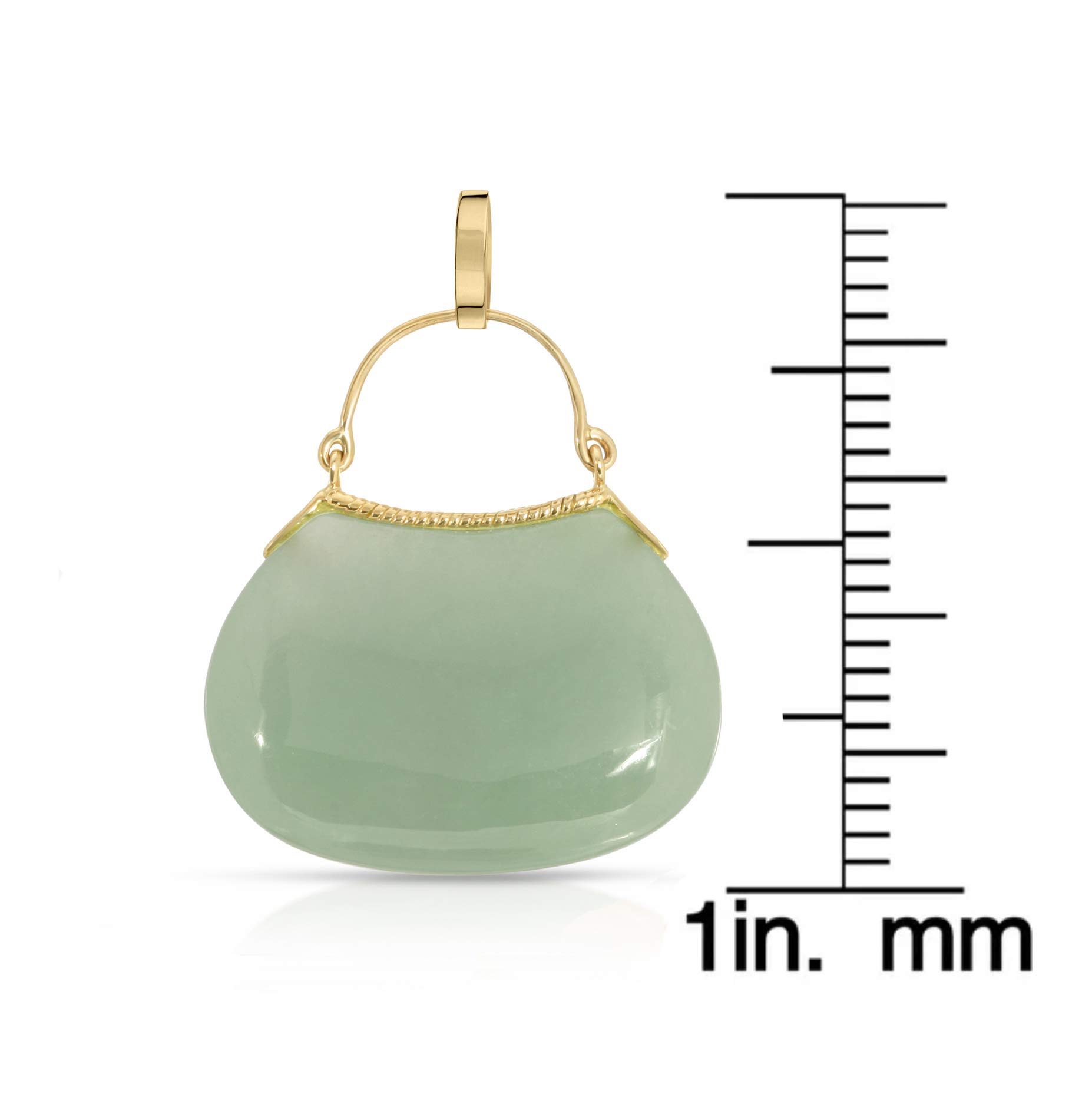 14K Yellow Gold Genuine Green Jade Purse Pendant Necklace - Elegant Jewelry Gift for Women | Perfect for Parties, Weddings & Special Occasions