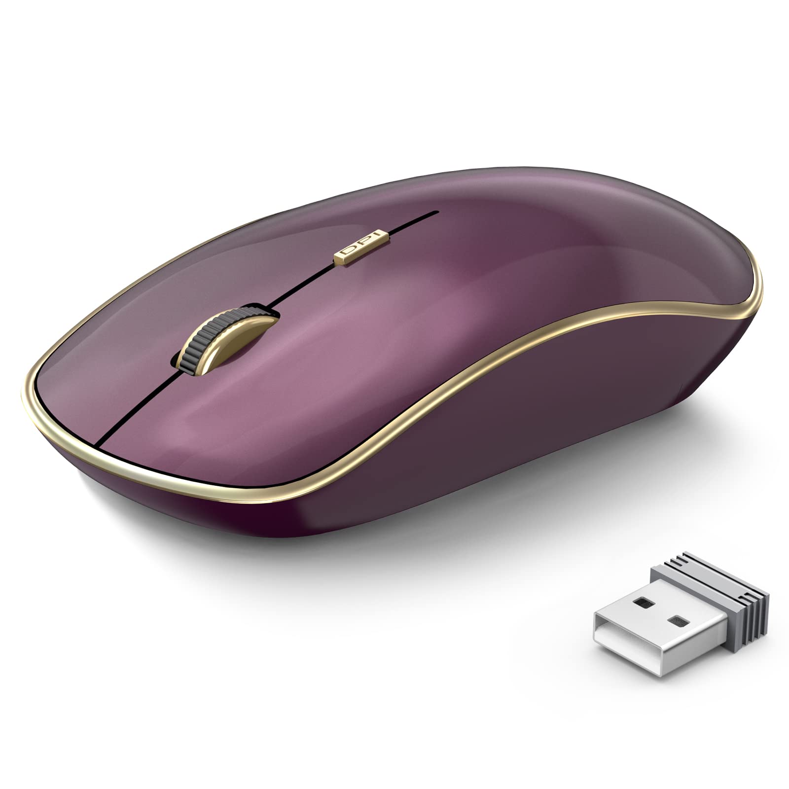 JOYACCESS J Wireless Mouse for Laptop - 2.4G Slim Silent Mouse with 3200 DPI, USB Receiver for Desktop, Notebook, Chromebook, PC (Wine Red) | Perfect for Office Work, Online Classes & Gaming
