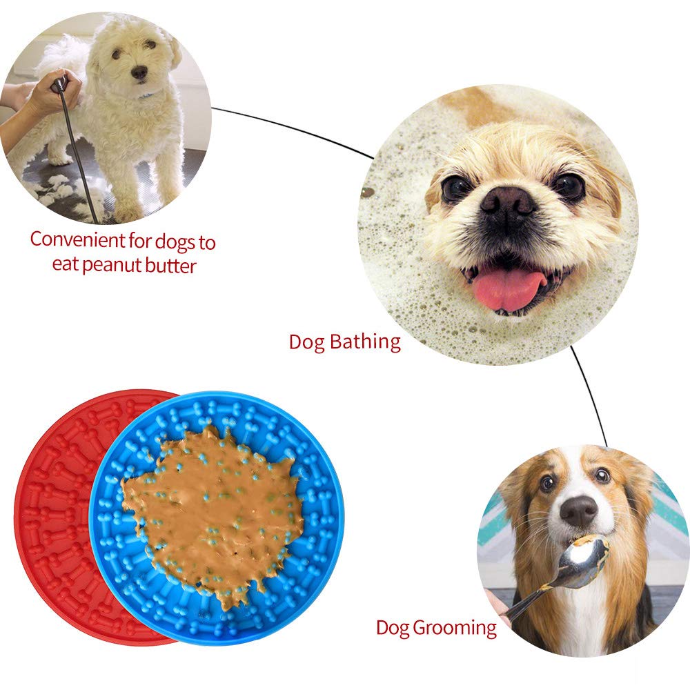 Dog Licking Pad for Shower & Grooming - 2 Pack Slow Feeder Peanut Butter Mat, Wall-Mounted Pet Bath Accessory for Dog Training & Anxiety Relief - Perfect for Bath Time, Grooming Sessions & Stress Relief