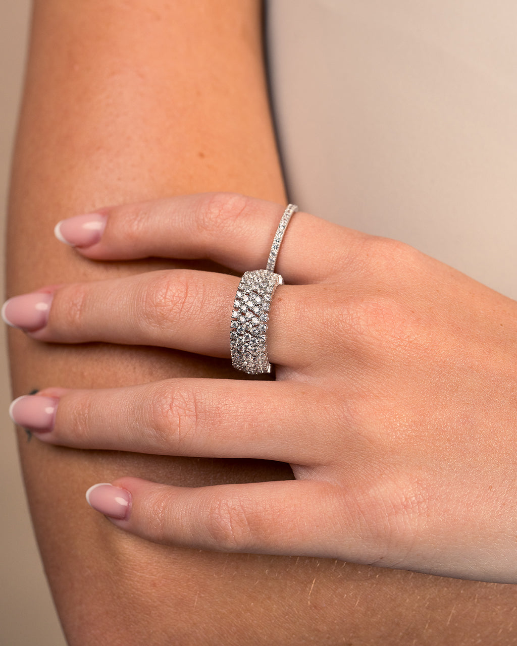 Sterling Silver Yvonne Cubic Zirconia Stacking Ring - Elegant Layered Jewelry for Women, Perfect for Everyday Wear & Special Occasions