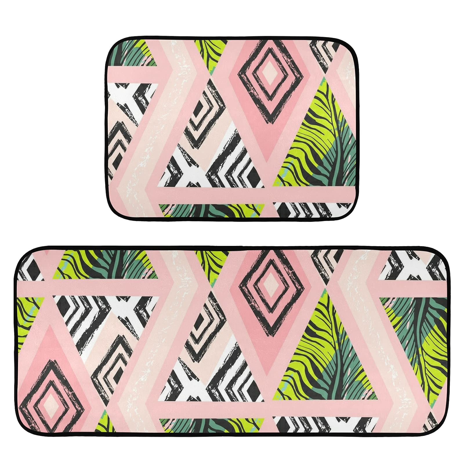 Anti-Fatigue Kitchen Mat Set of 2 - Non-Slip Waterproof Sink Rugs for Home Decor, Durable Standing Mats for Comfortable Cooking and Dishwashing