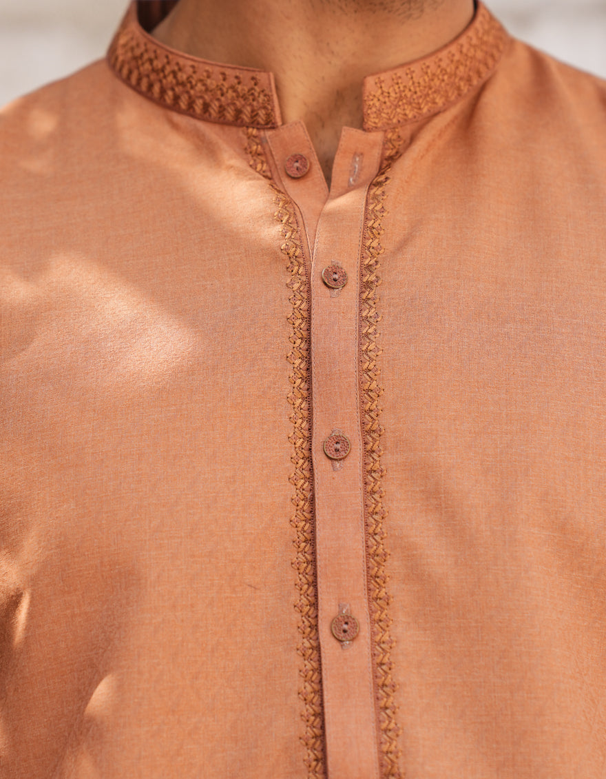 Blended Orange Kurta by J. Junaid Jamshed - Stylish Pakistani Traditional Dress for Women, Perfect for Eid, Weddings & Festive Occasions