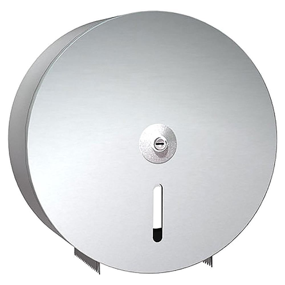 ASI 0042 Heavy-Duty Commercial Toilet Paper Dispenser for Jumbo Rolls - Round Surface Mounted Satin Stainless Steel - Ideal for Restrooms, Offices & Public Spaces