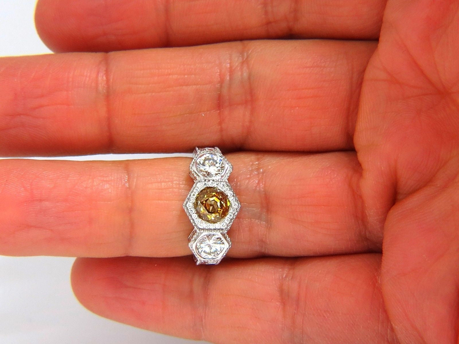 2.30CT GIA Certified Fancy Yellow Brown Diamond Ring in 18KT Edwardian Crown Deco Style - Perfect for Weddings, Anniversaries & Special Occasions
