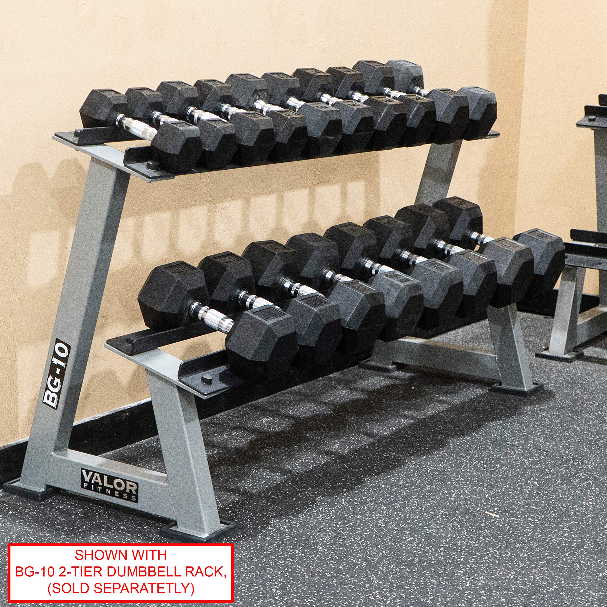 Valor Fitness Rubber Hex Dumbbell Set - Free Weights for Home Gym, Strength Training & CrossFit Workouts | Perfect for Weight Lifting, Muscle Building & Fitness Training at Home