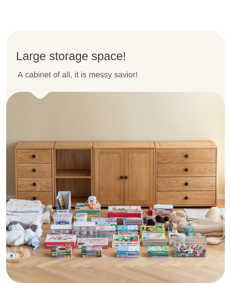 Solid Oak Wood Modern Nordic Kids Dresser - 5-Drawer Storage Cabinet for Nursery, Bedroom & Playroom Organization