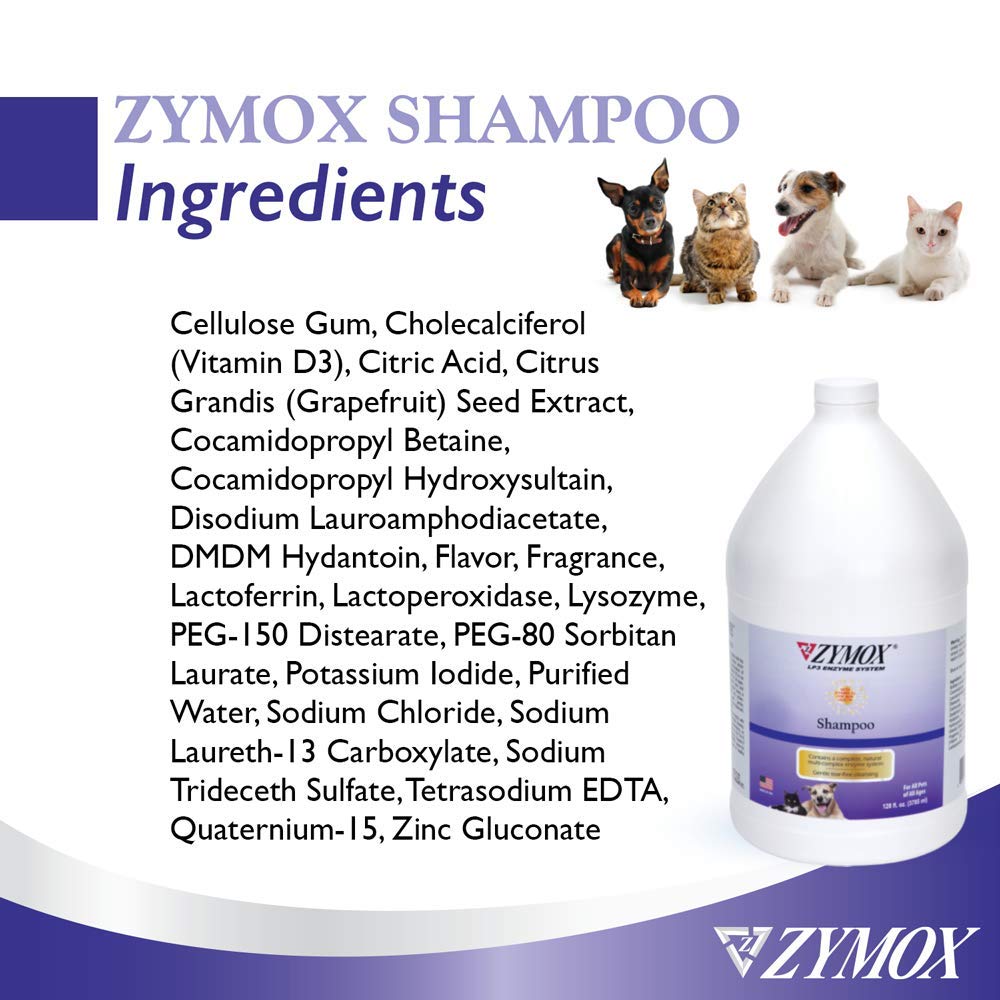 Zymox Enzymatic Shampoo for Dogs & Cats - 1 Gallon with Vitamin D | Gentle Pet Shampoo for Itchy Skin, Allergies & Odor Control