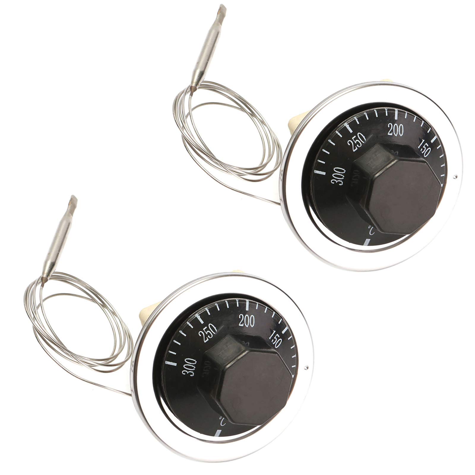 250V 16A 50-300°C Universal Temperature Control Switch with Capillary Thermostat for Electric Ovens - Black (2-Pack) - Perfect for Home Baking, Roasting & Cooking Appliances