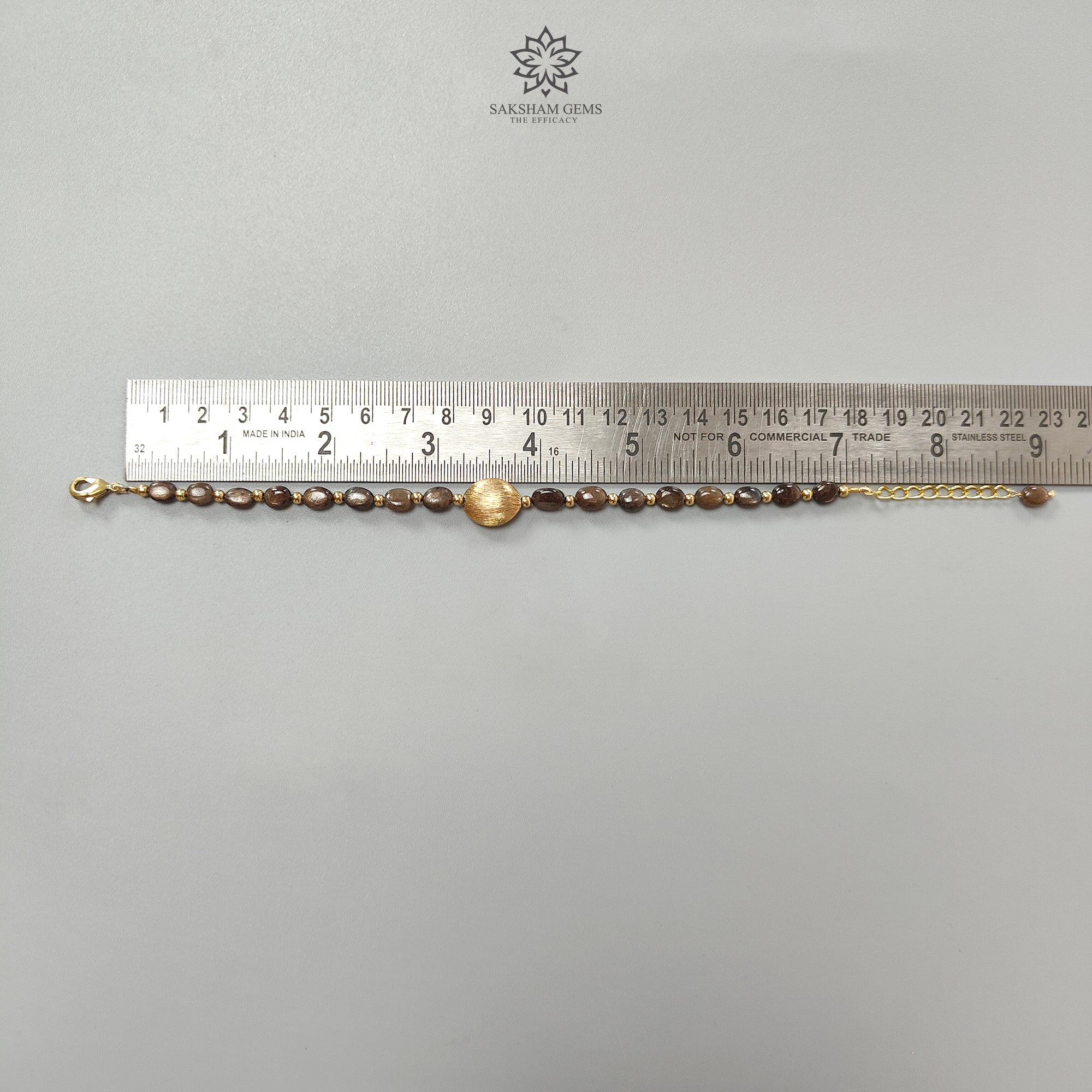 Golden Brown Chocolate Sapphire Beads Bracelet - 42.75cts Natural Untreated Oval Sapphire with Plain Brass, 6*5mm 6.80
