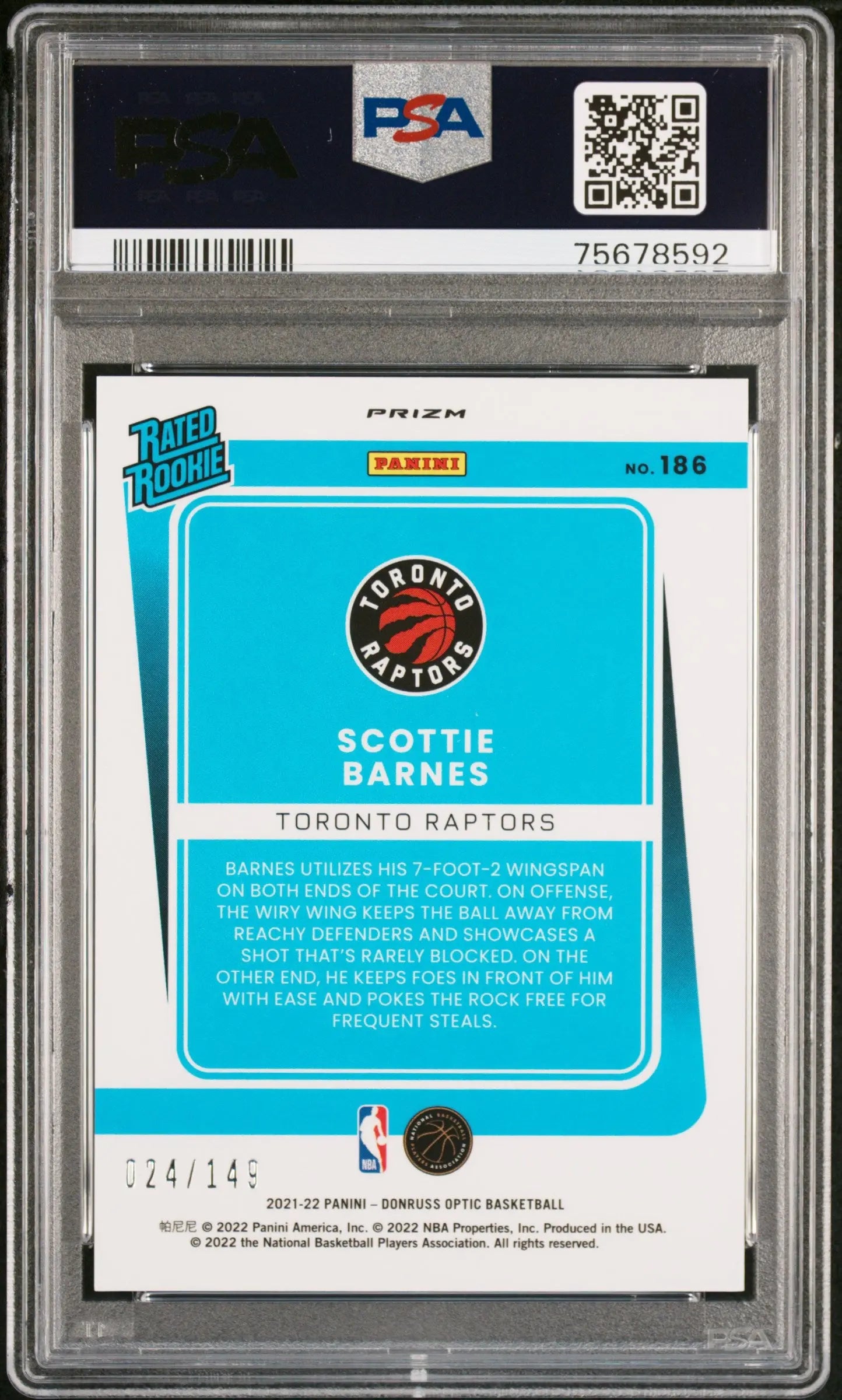 2021 Donruss Optic Basketball Scottie Barnes Rated Rookie Lime Green PSA 9 /149 - Rare Collectible Basketball Card for Investment & Display - Perfect for NBA Fans, Card Collectors and Sports Memorabilia Enthusiasts