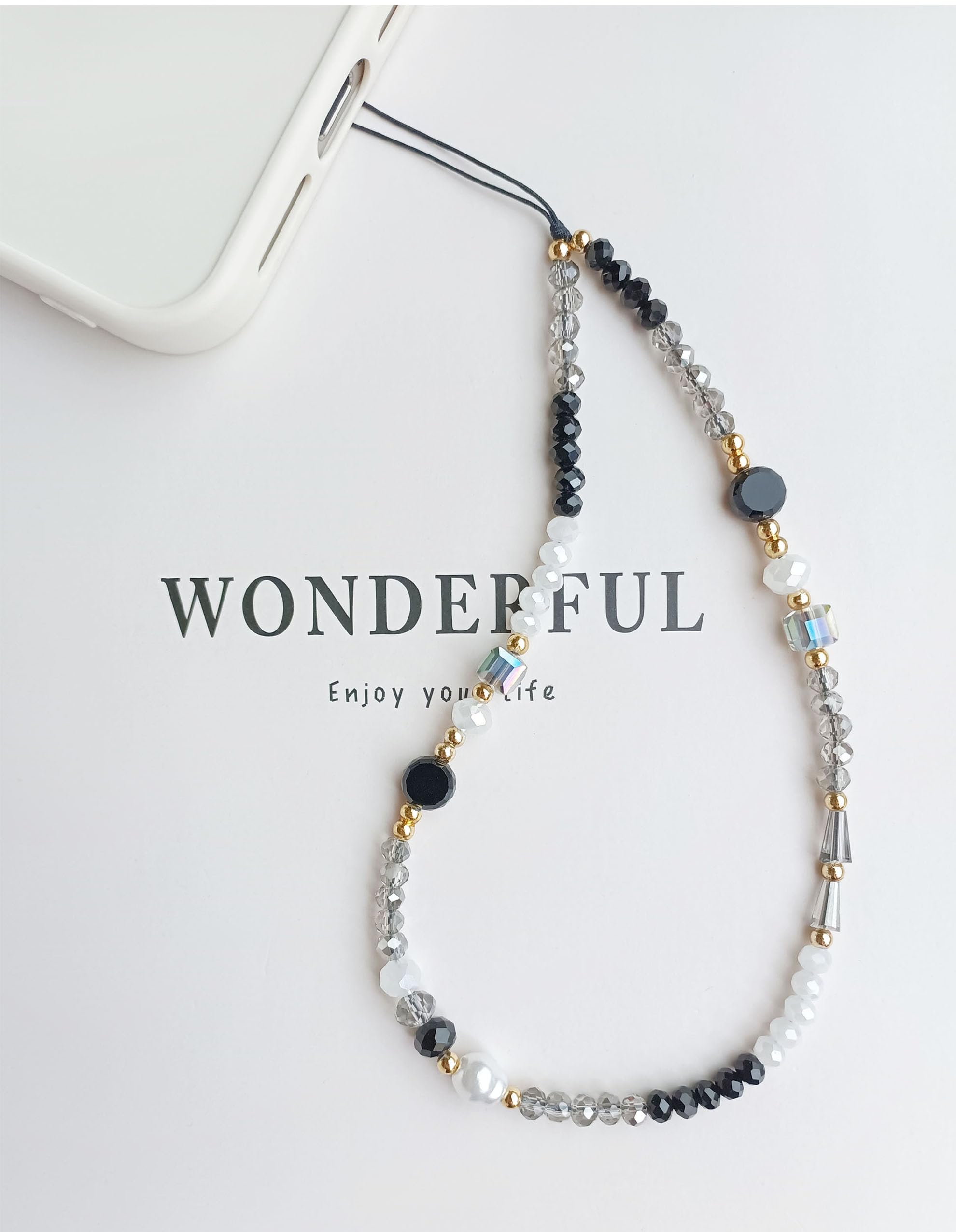 Handmade Beaded Phone Charm with Tether Tab & Wrist Strap - Stylish Accessory for Phone Cases | Perfect for iPhone, Samsung & Smartphone Protection (Gifts, Selfie Stick, Keychain, Everyday Use)