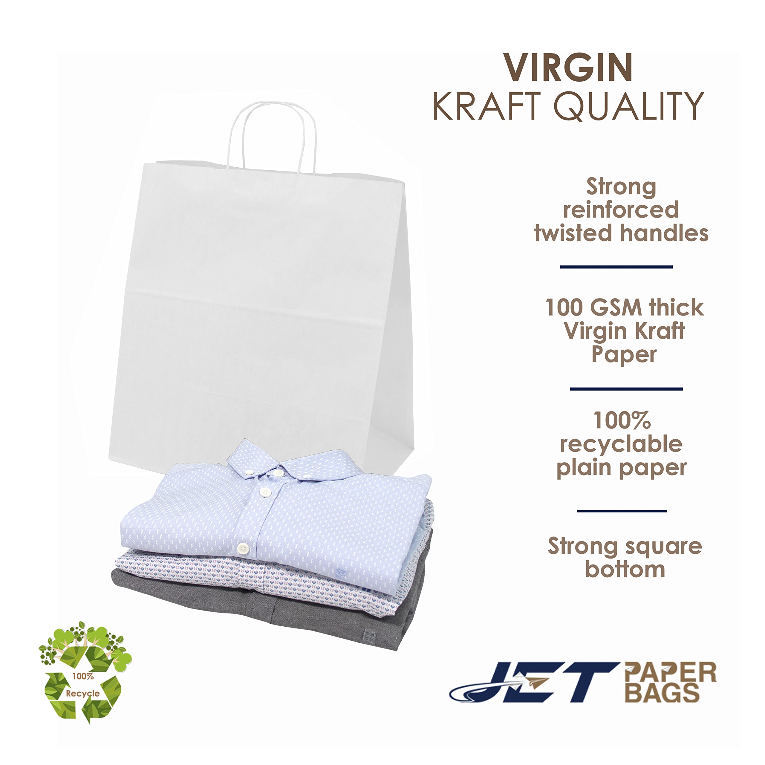 Eco-Friendly Kraft Paper Bags 15”x10”x15.75” - 250 Pack | Bulk Brown Shopping Bags with Handles for Retail, Grocery, Gift Wrapping & Party Favors