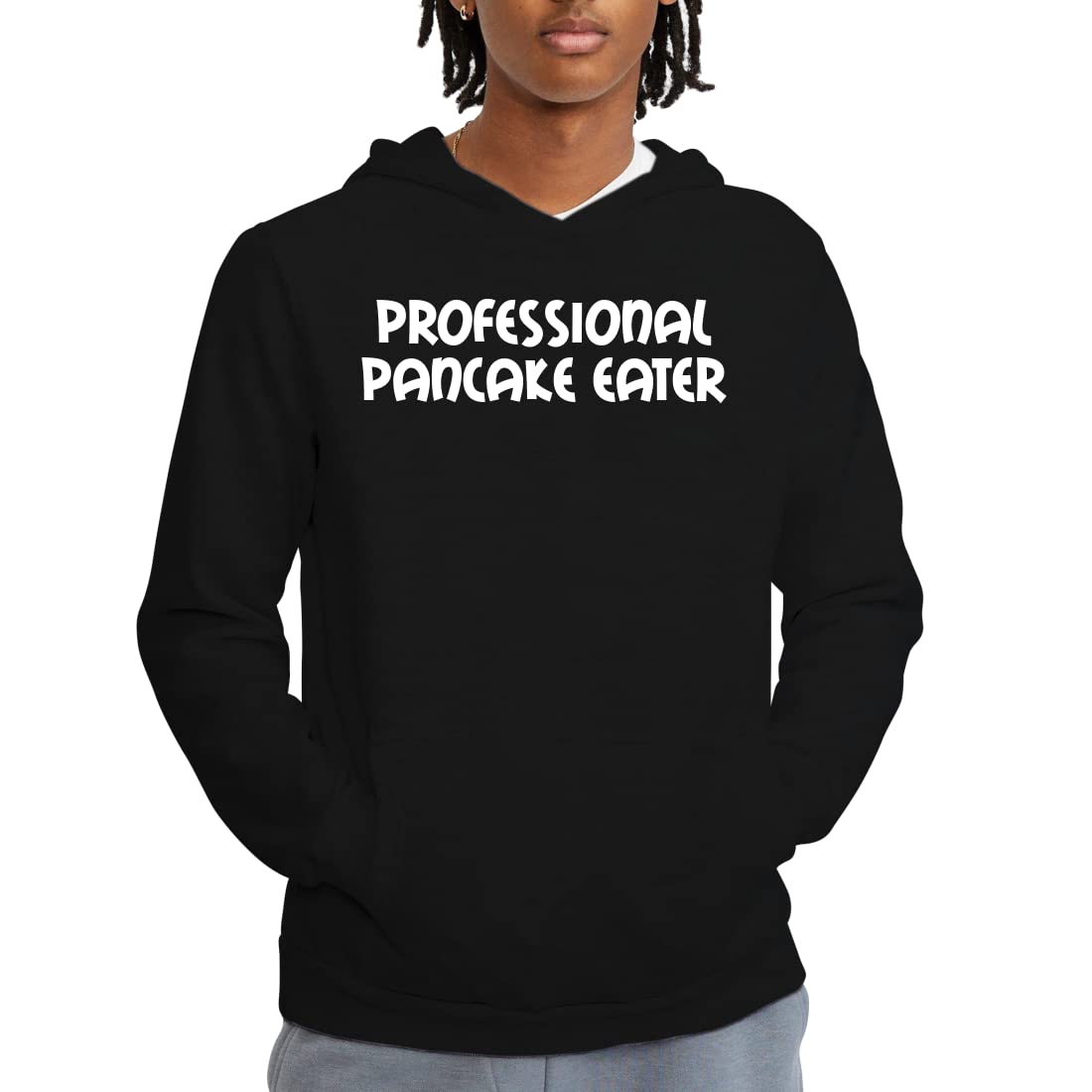 Professional Pancake Eater Men's Hoodie Sweatshirt - Soft Cotton Pullover for Breakfast Lovers, Funny Foodie Gift for Pancake Enthusiasts - Perfect for Breakfast Parties, Brunch Events & Comfortable Lounging