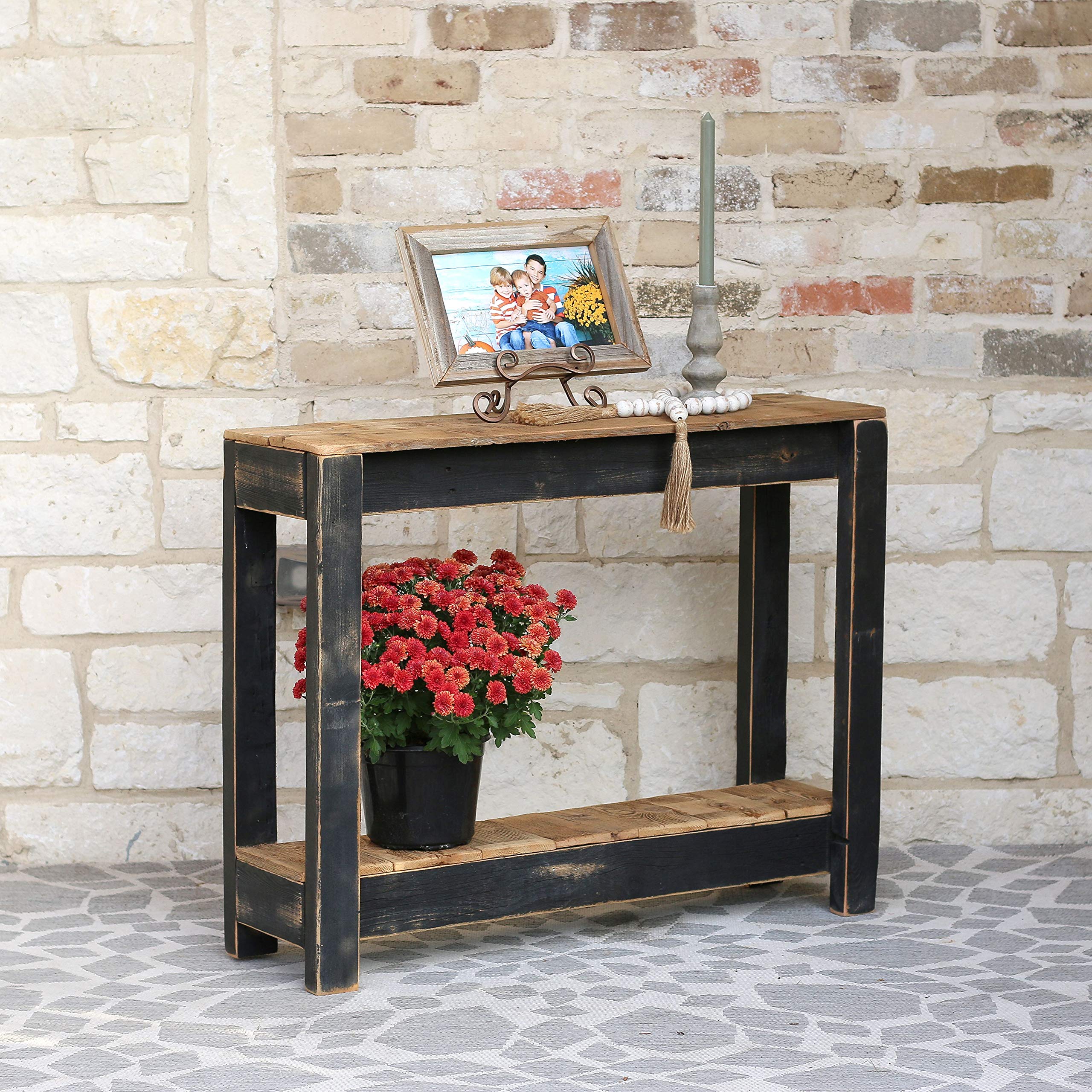 36 Inch Black Console Table - Entryway Sofa Table with Display Shelf for Living Room, Hallway & Home Decor | Doug and Cristy Designs