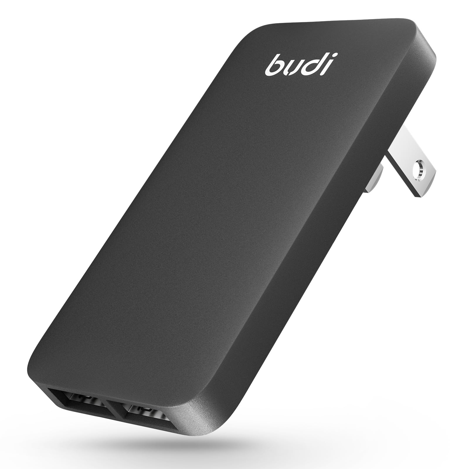 BUDI 17W Ultra Slim Foldable Wall Charger with 2 USB-A Ports - Fast Charging for iPhone, iPad, Samsung Galaxy & Home Cameras | Perfect for Travel, Office & Home Use (Black)