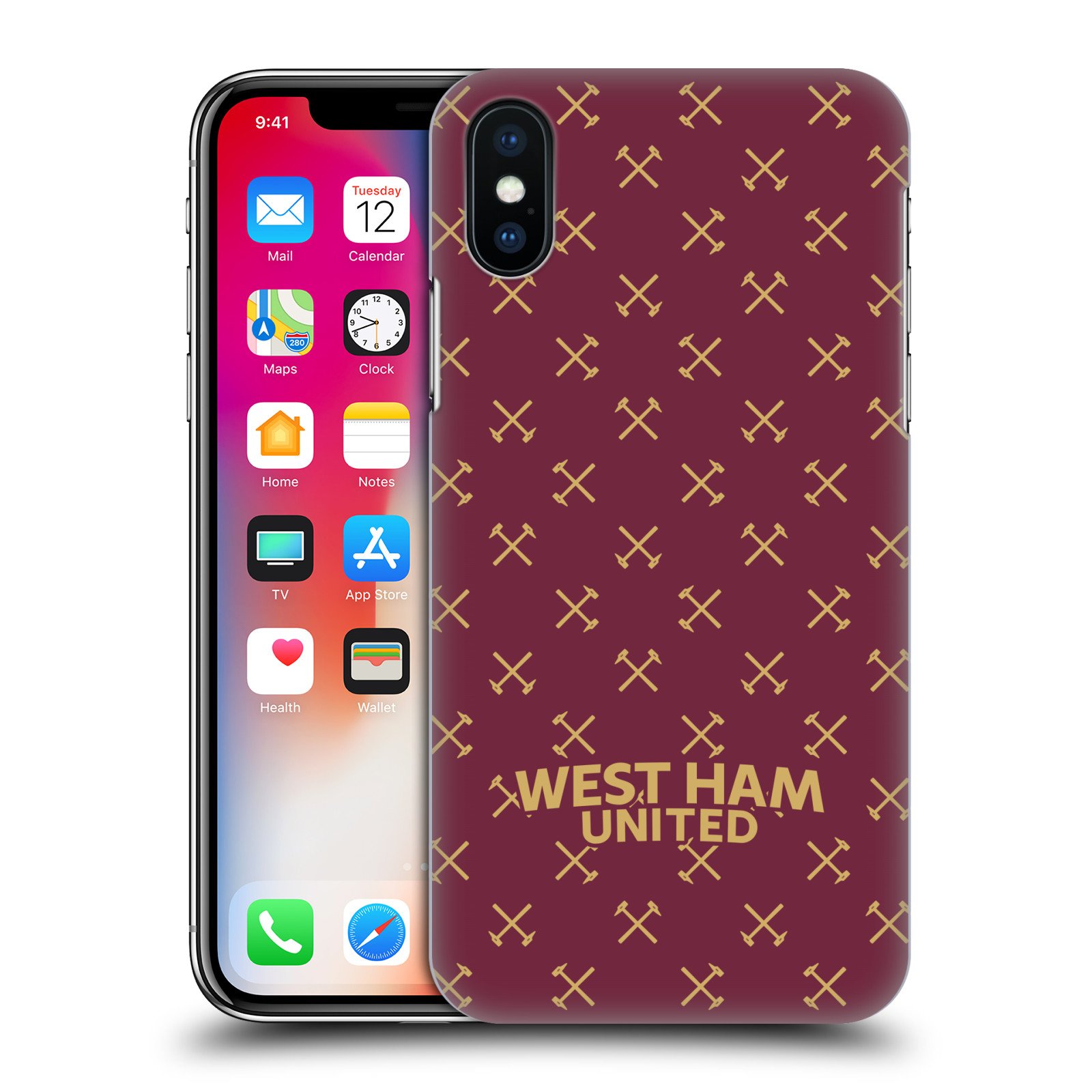 Officially Licensed West Ham United FC Hard Back Phone Case for Apple iPhone X/Xs - Durable Protection with Hammer Marque Design - Perfect for Football Fans & Match Days