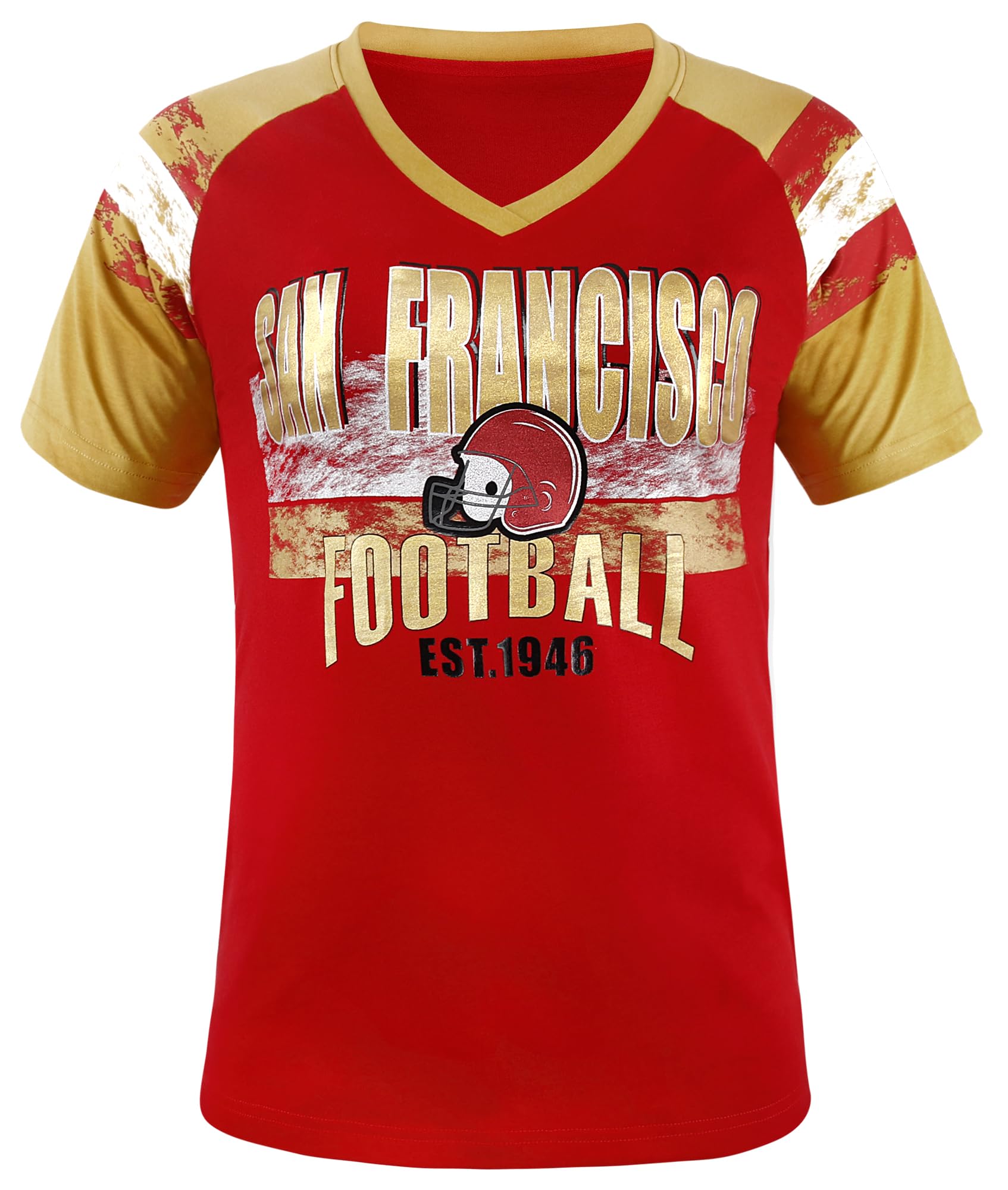 Women's Football Fan V-Neck Raglan T-Shirt | Comfortable Casual Tee for Game Day, Tailgating & Sports Events
