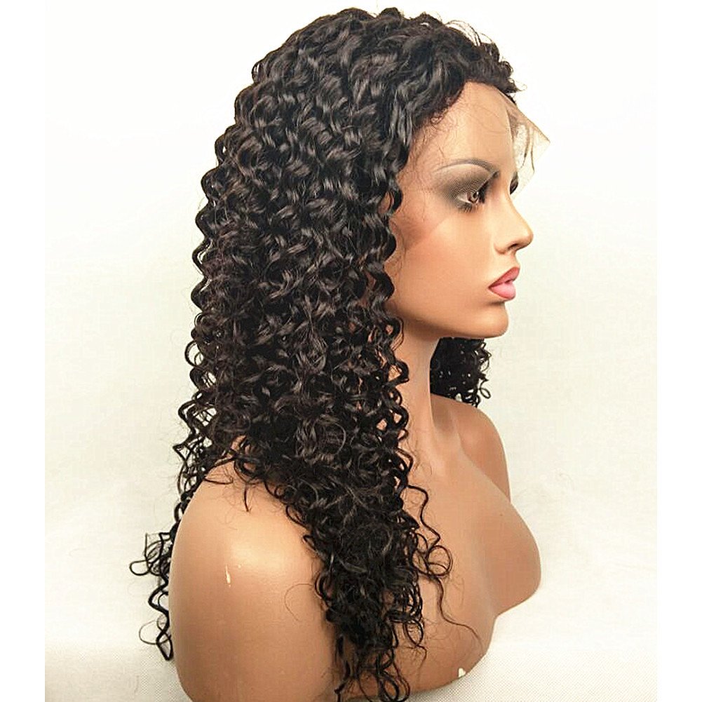 Brazilian Virgin Human Hair Full Lace Wigs for Black Women - 24 Inch Kinky Curly Glueless Wig with Baby Hair | Natural Color | Perfect for Daily Wear, Special Occasions & Protective Styling