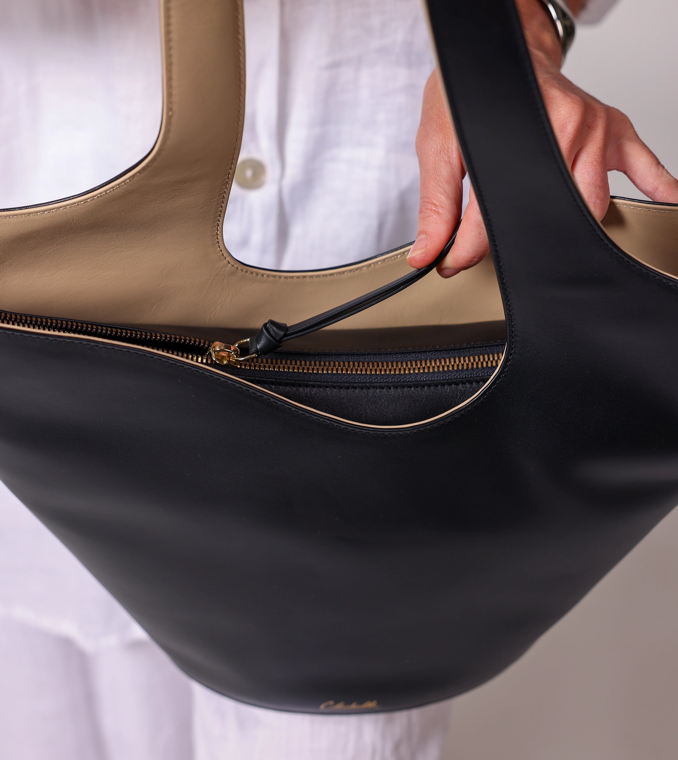 Stylish Astrid Tote Bag for Women - Black & Moccasin Leather Crossbody Shoulder Bag - Perfect for Work, Travel & Everyday Use