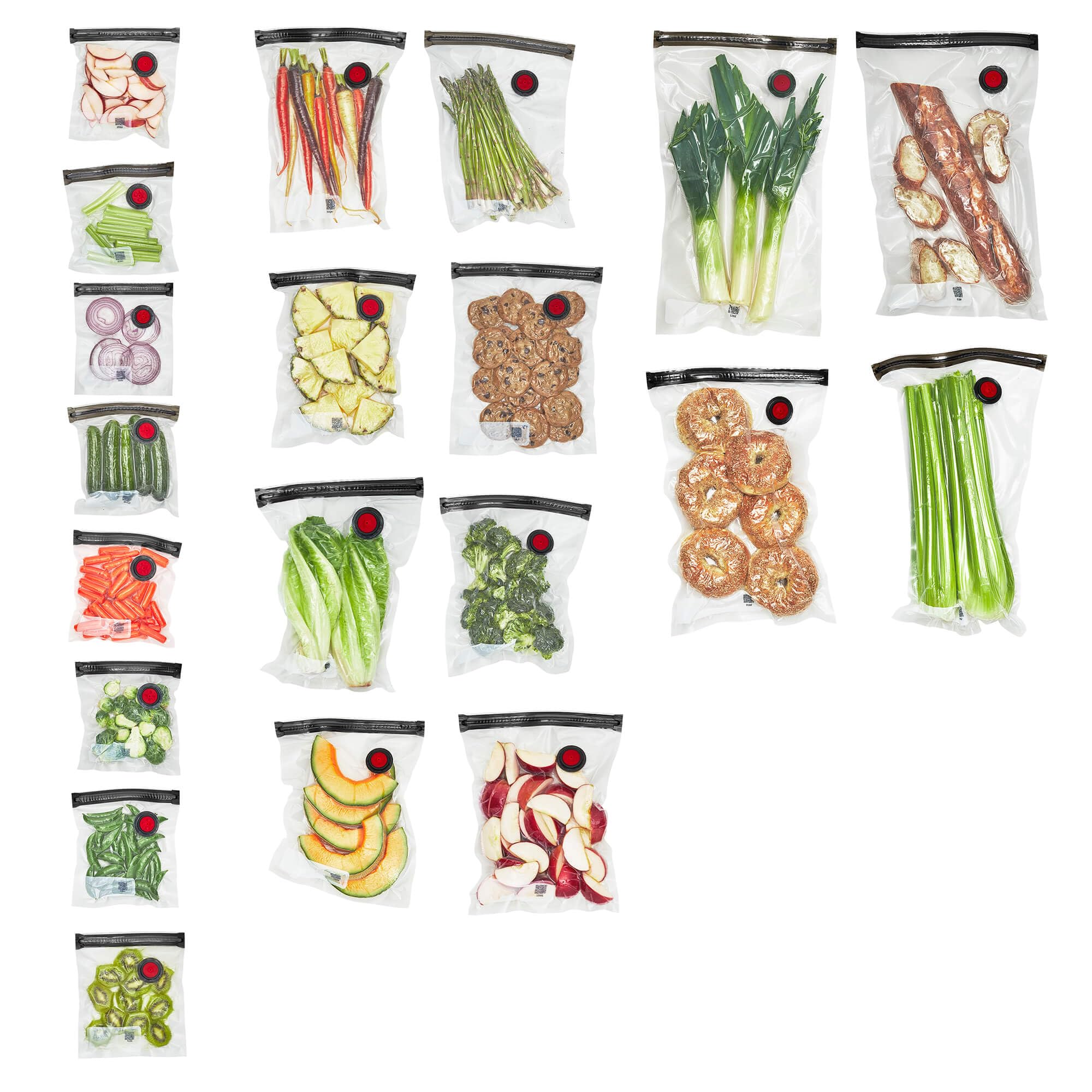 ZWILLING Fresh & Save 20-Piece Vacuum Sealer Bags Set - Reusable Sous Vide & Food Storage Bags for Meal Prep, Snacks | Dishwasher Safe, Clear & Assorted Sizes | Perfect for Sous Vide Cooking, Freezing & Organizing Leftovers