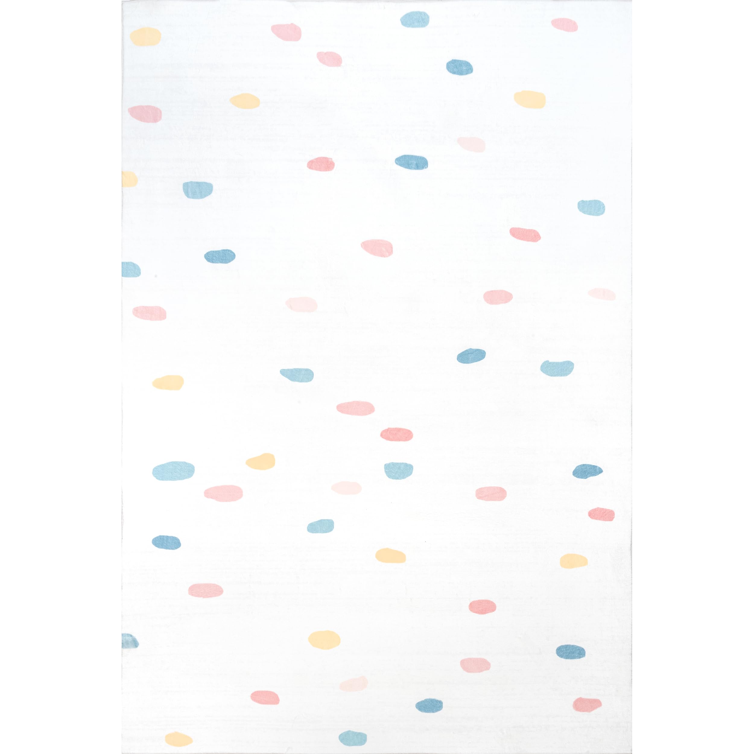 nuLOOM Calla Kids Polka Dot Nursery Rug | 5' x 8' Multi-Color Rectangular Playroom Carpet | Soft & Safe for Baby Rooms, Daycares & Kids' Bedrooms