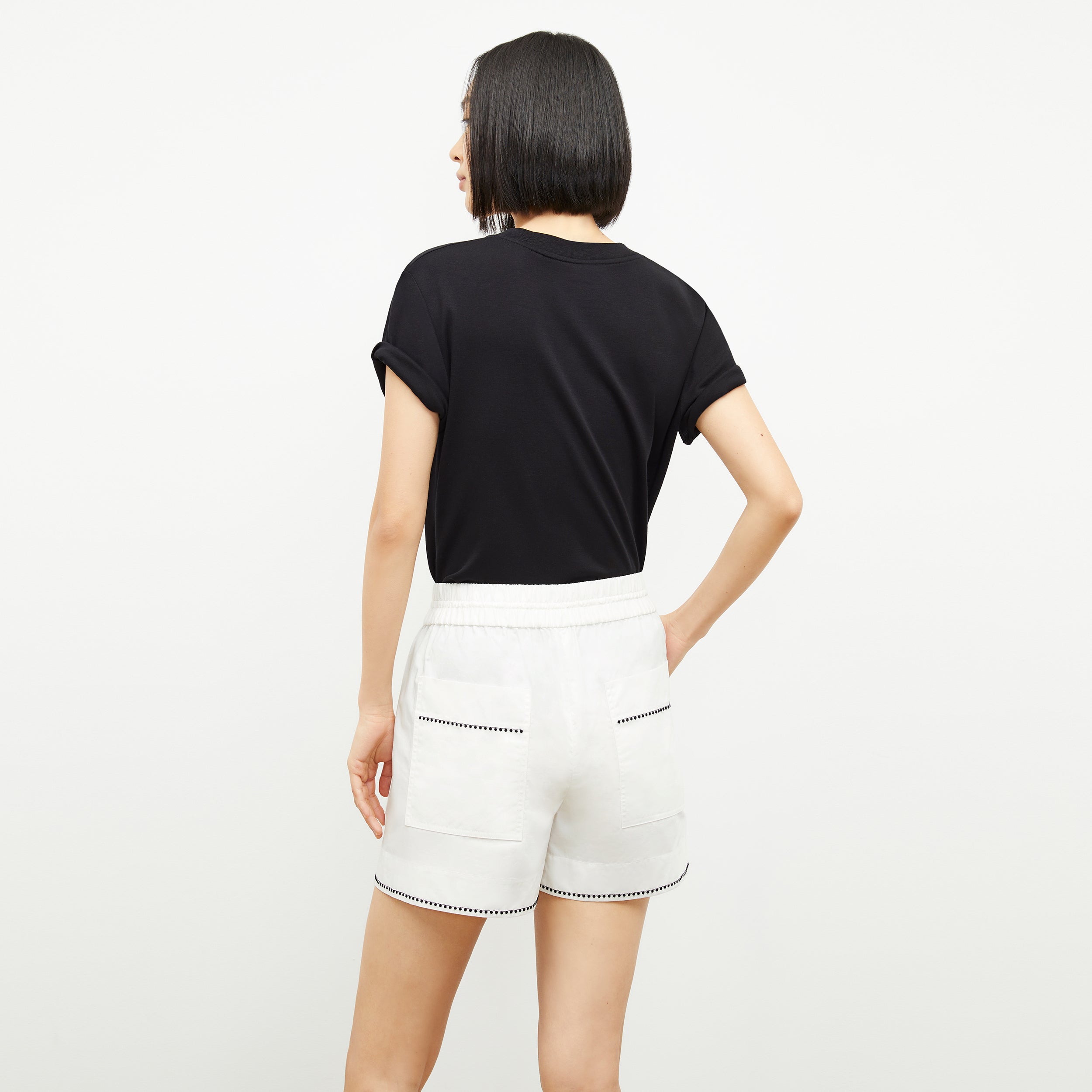 Adina Women's Short Sleeve Poplin Shirt with Embroidery Details - White | Casual Summer Top for Office & Outdoor Activities