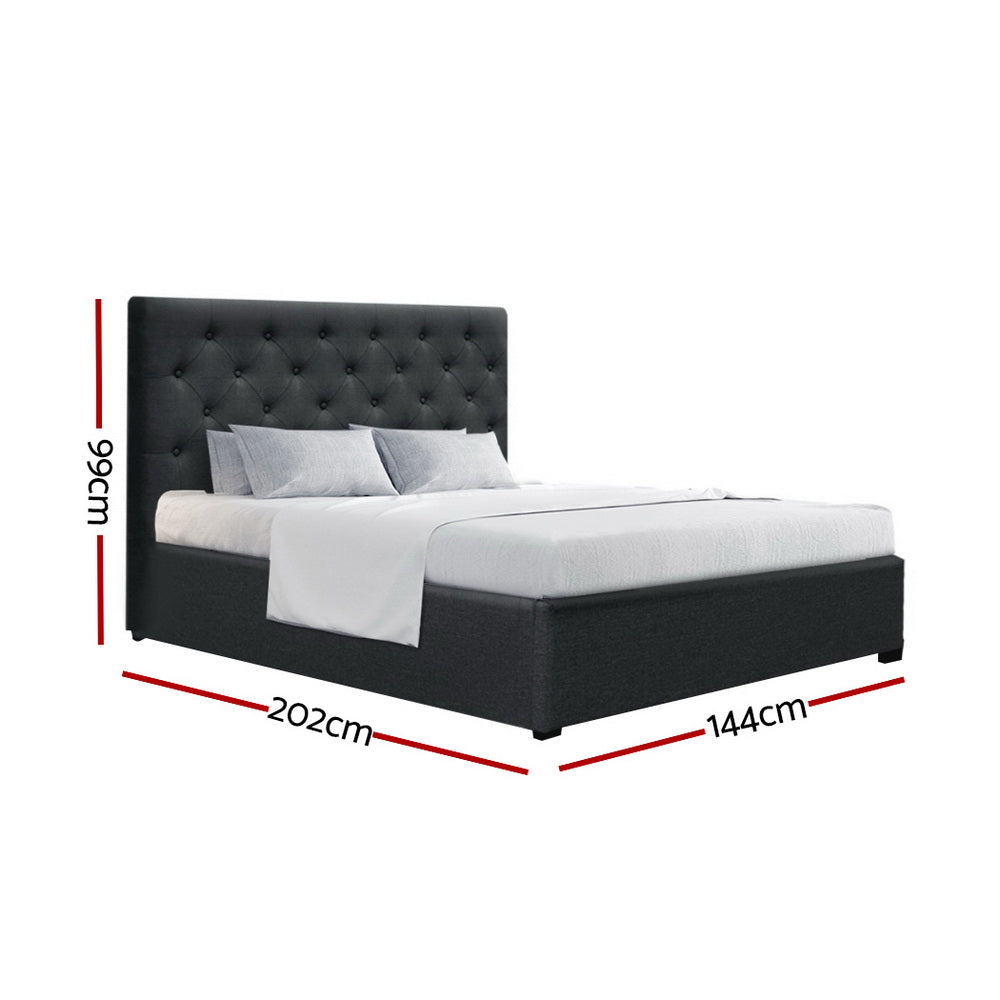 Dorilla Gas Lift Storage Double Bed Frame with Hydraulic Mechanism - Charcoal Finish | Perfect for Small Bedrooms & Guest Rooms